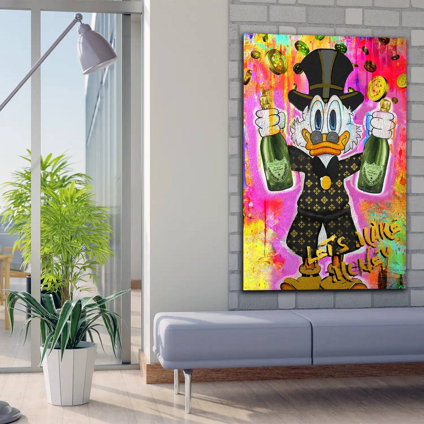 Dagobert Rich Duck Pop Art Make Money Wandbild Kunstwerk