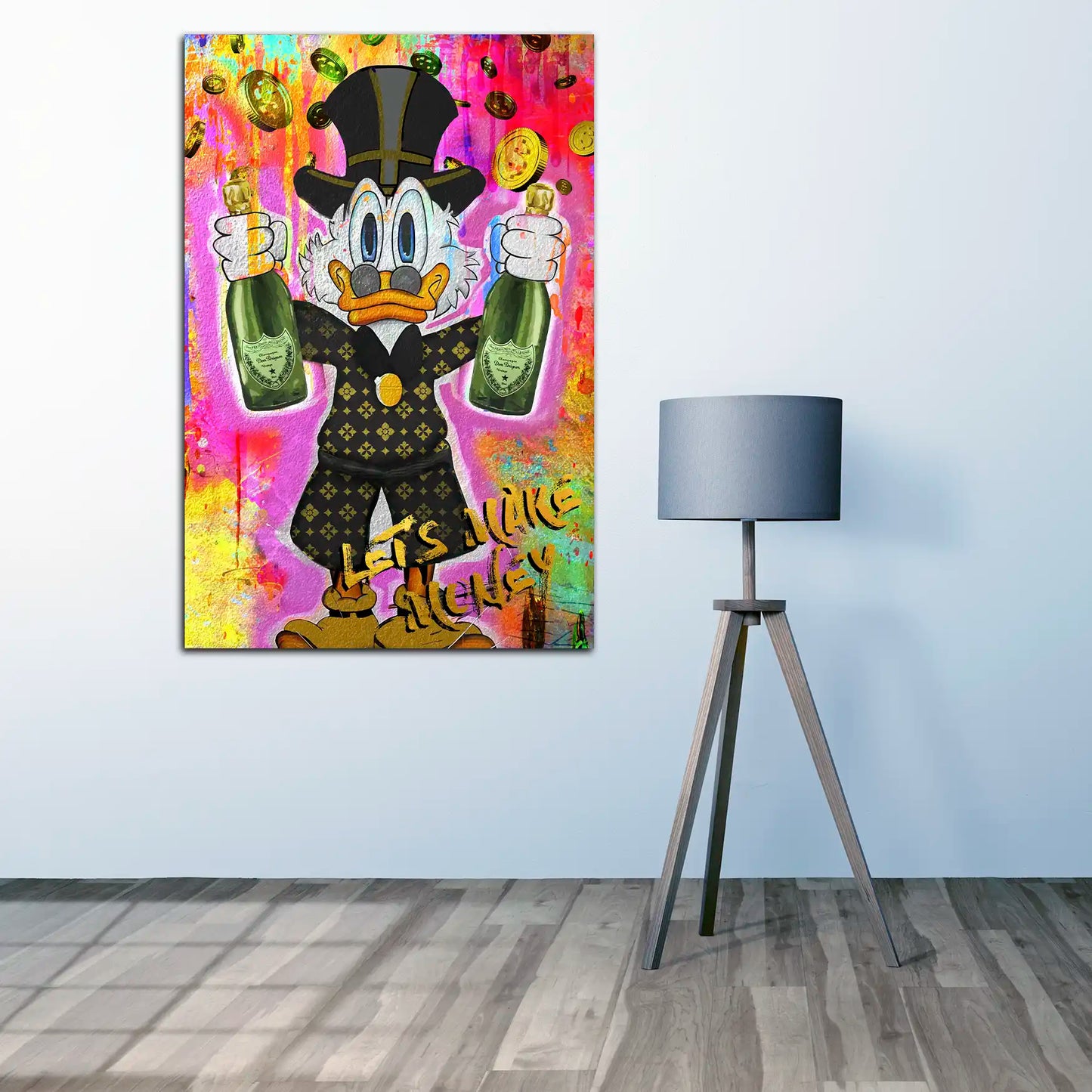 Dagobert Rich Duck Pop Art Make Money Wandbild Kunstwerk
