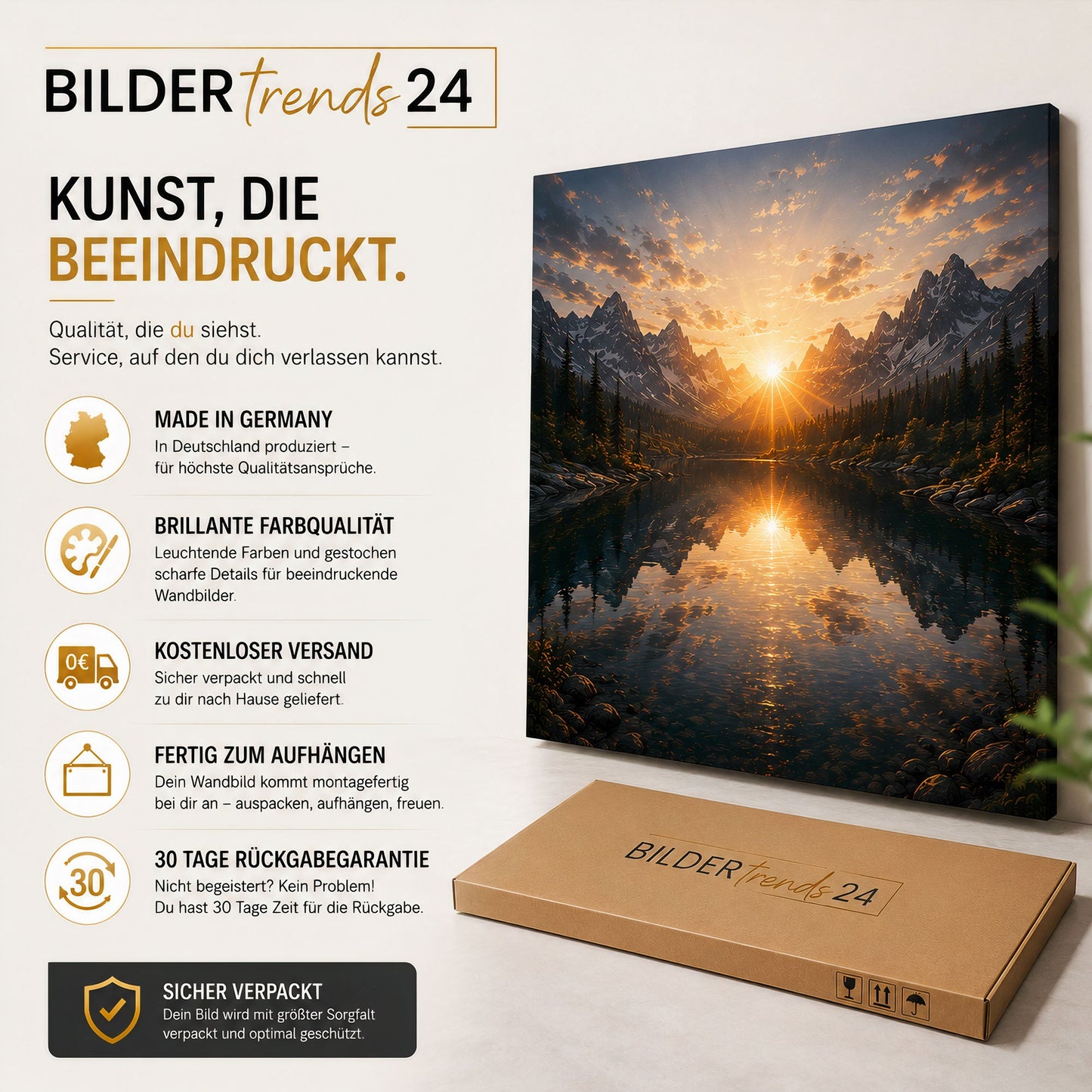 Farbenfroher Herbstbaum in abstrakter Malerei Wandbild
