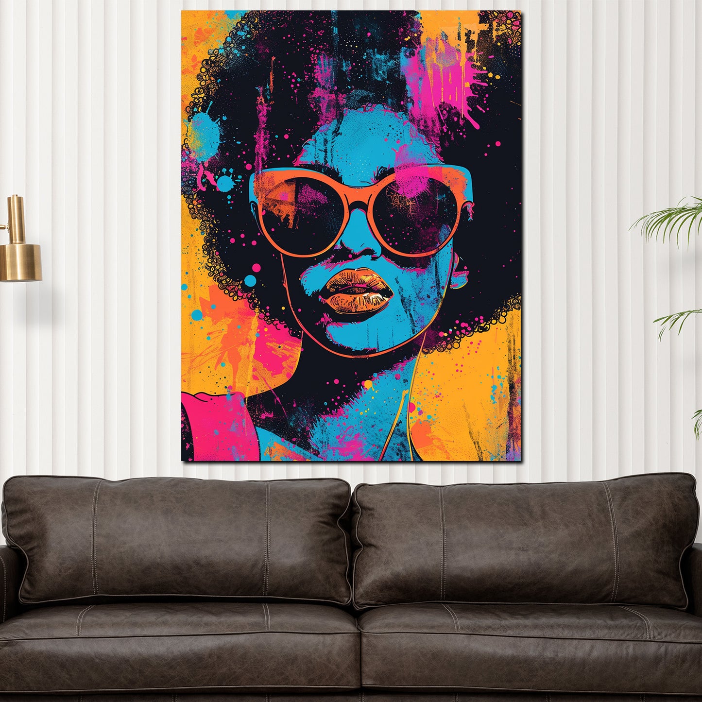 Wandbild African Woman Pop Art mit Sonnenbrille farbenfroh