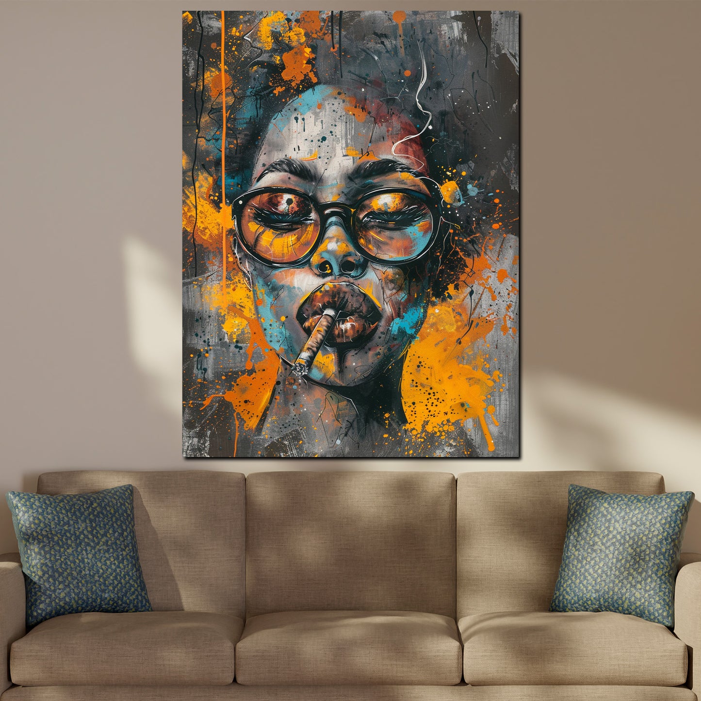 African Woman Pop Art mit Sonnenbrille Wandbild Kunstwerk
