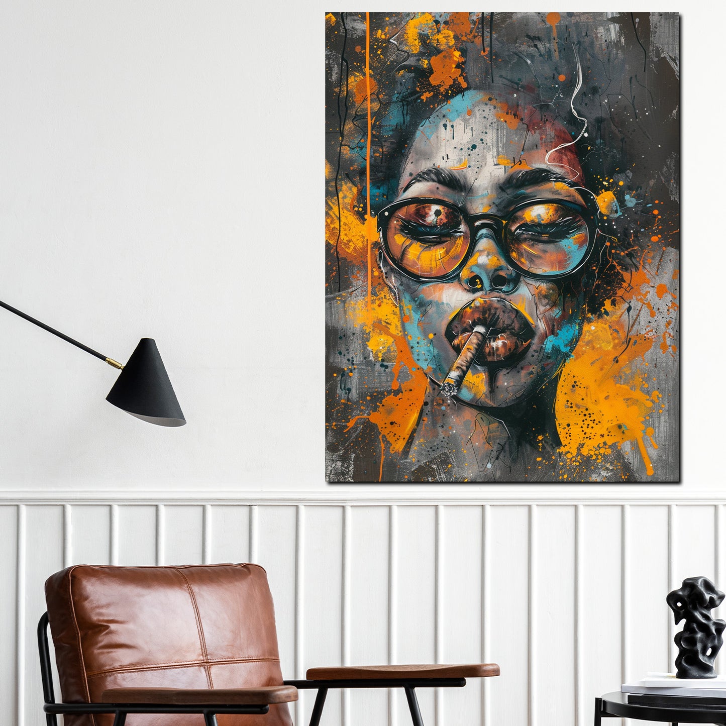 African Woman Pop Art mit Sonnenbrille Wandbild Kunstwerk