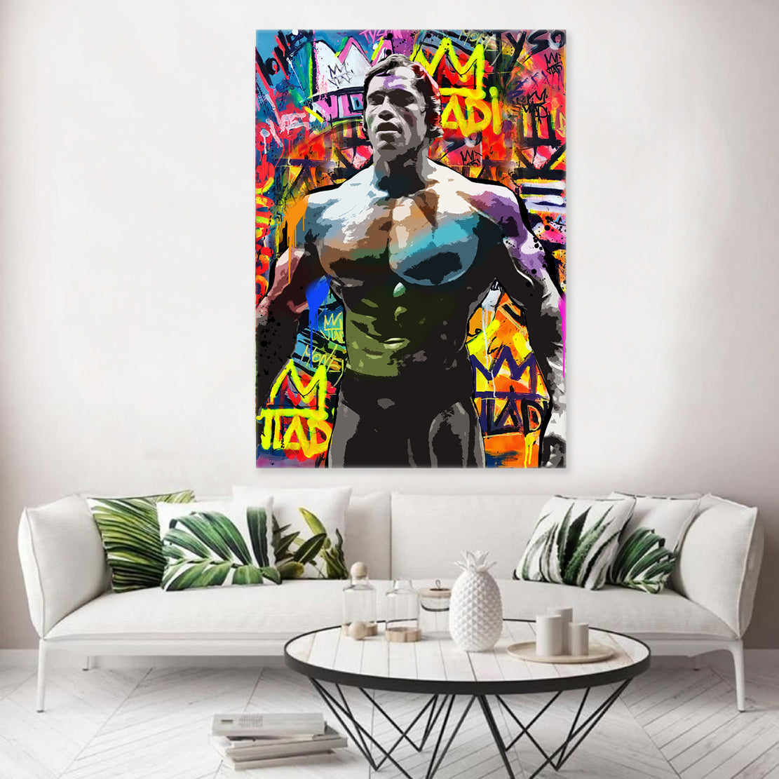 Bodybuilding Pop ART Arnold Style Wandbild Kunstwerk