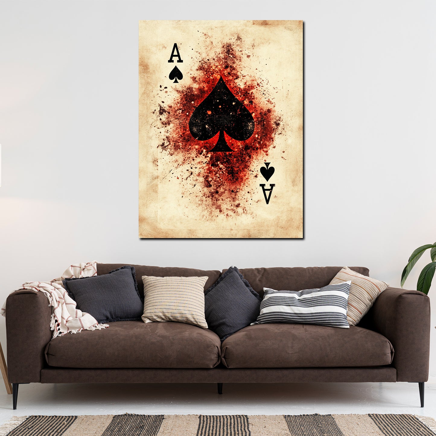 Wandbild Kunstwerk Ass Pik Kartenmotiv Farbe Poker Look retro