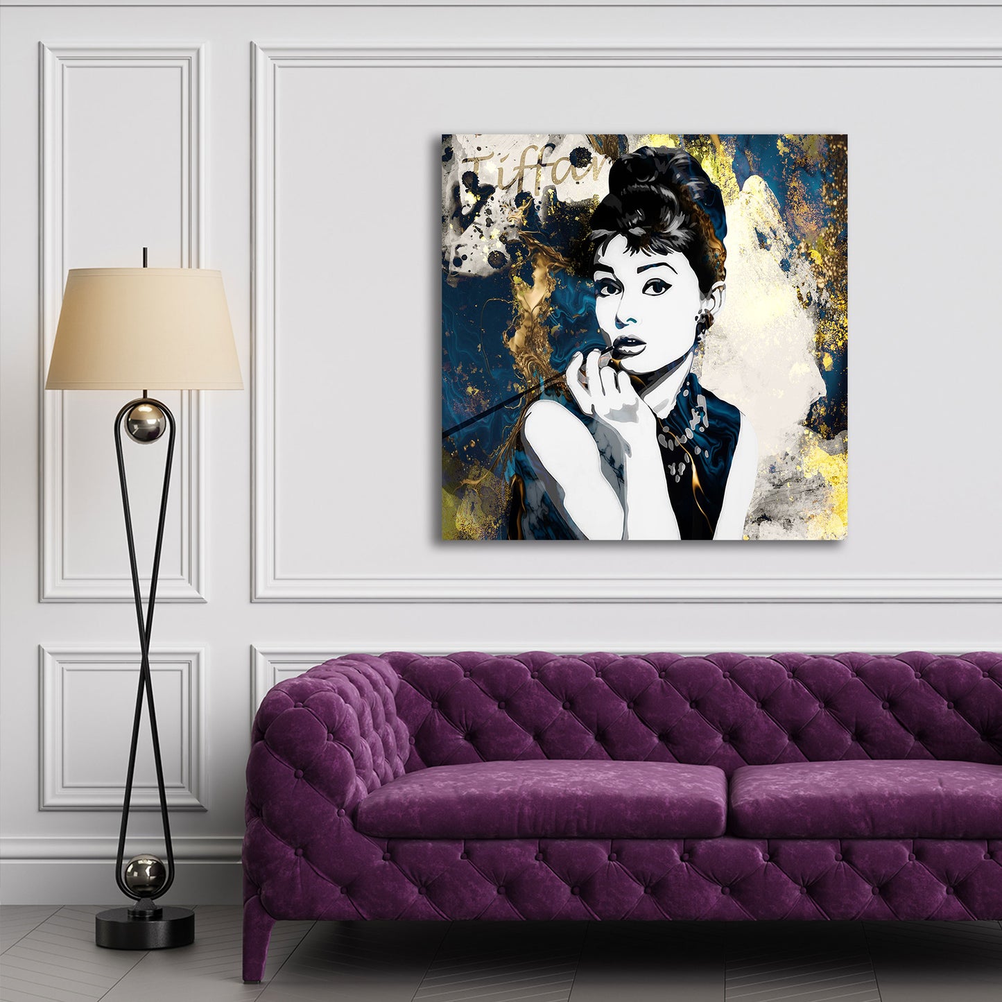 Wandbild Kunstwerk Audrey abstrakt mit goldenen Akzenten