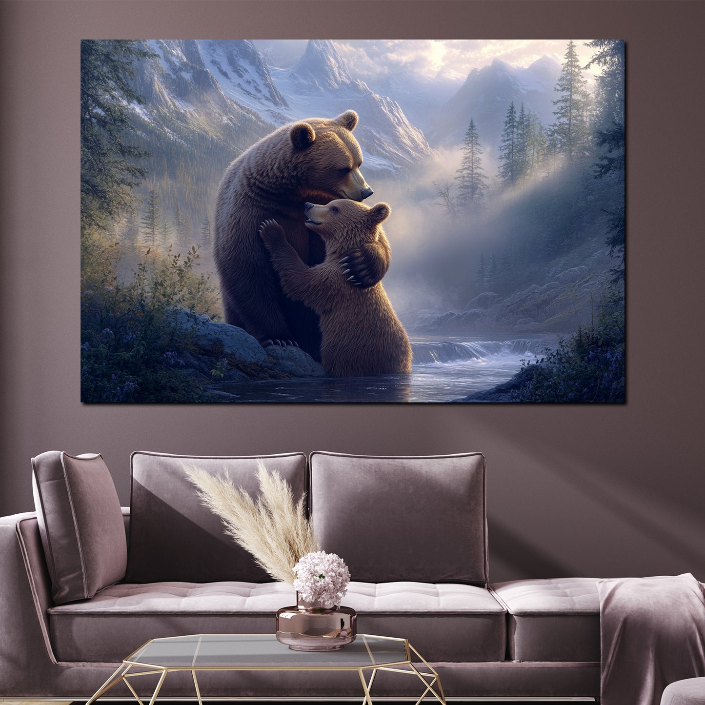 Wandbild Kunstwerk Bärenliebe Zärtlichkeit Wildnis