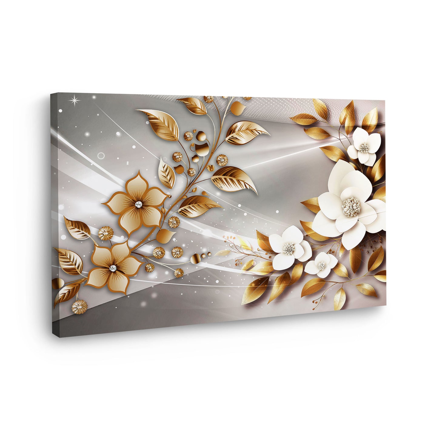 Blumen Gold Style Wandbild Kunstwerk
