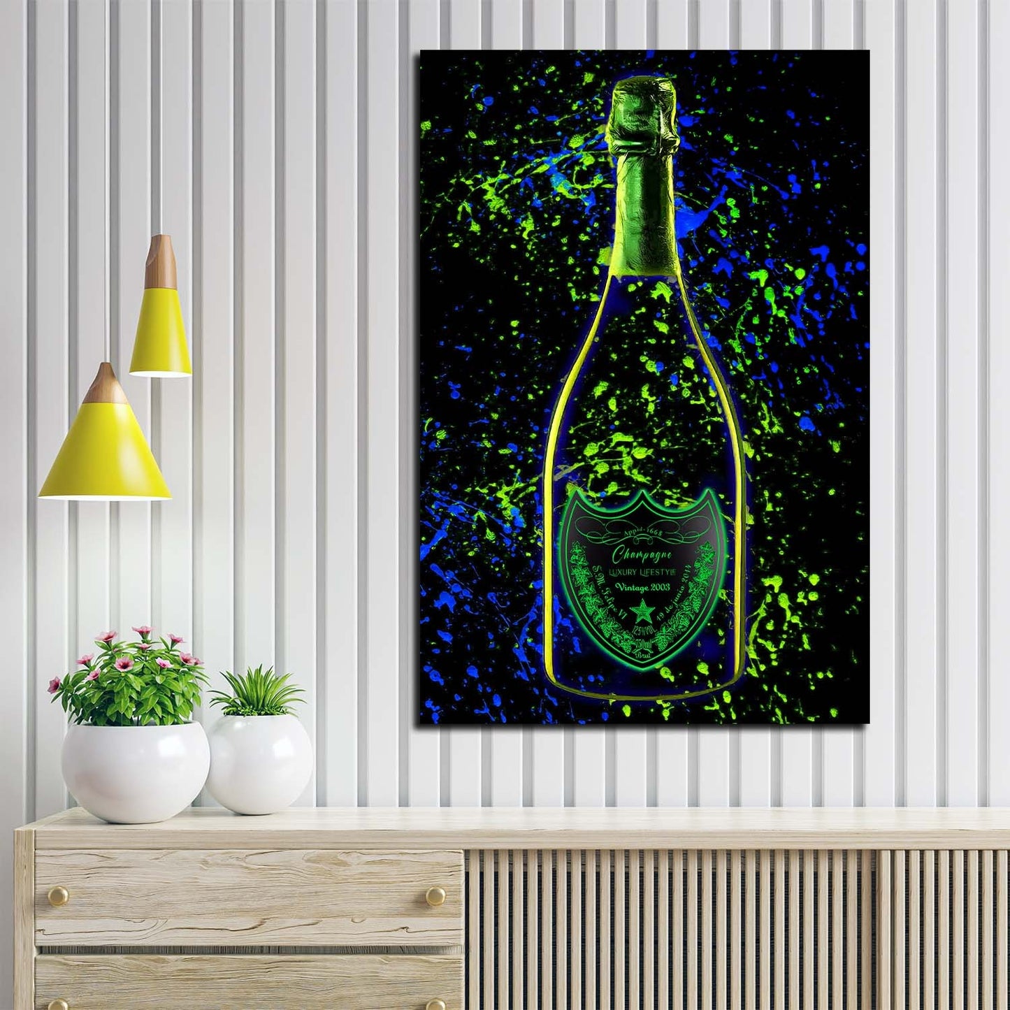 Champagner Pop Art Flasche Lifestyle Wandbild