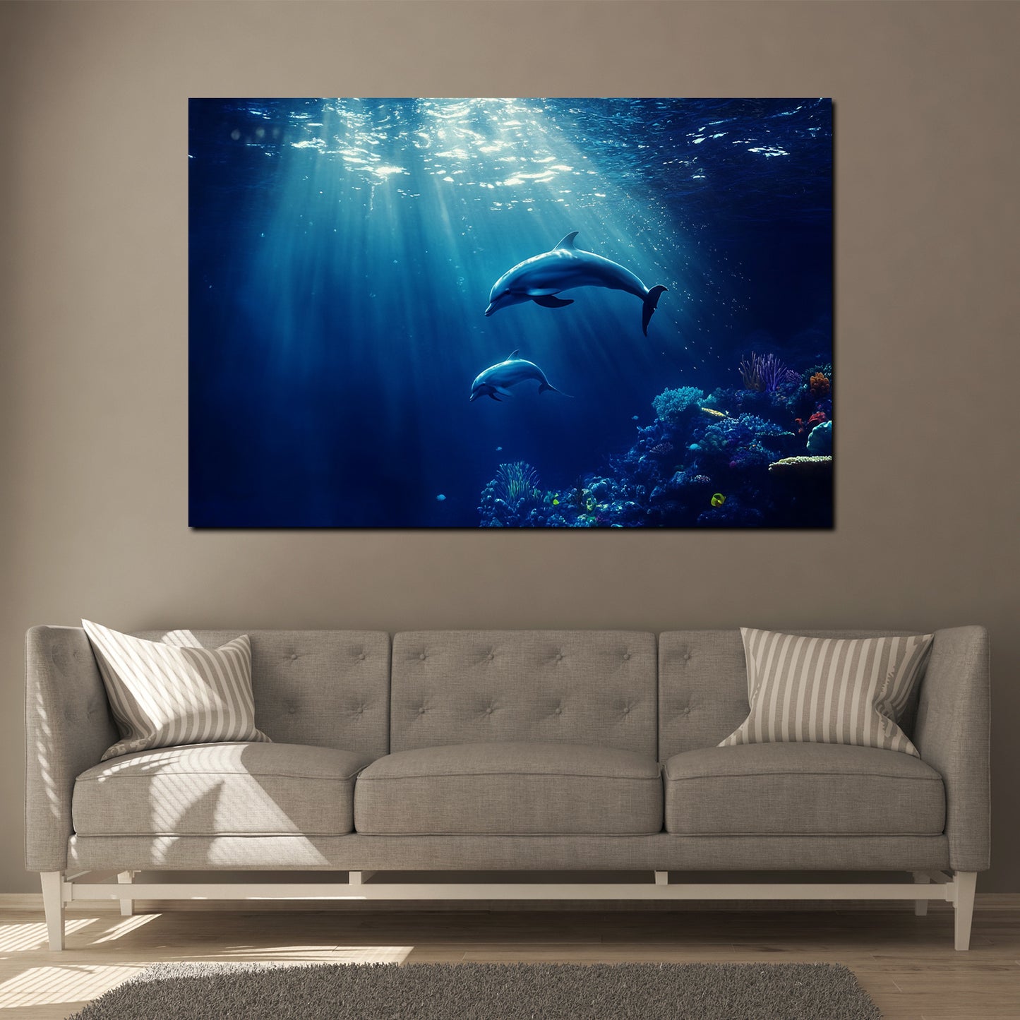 Delfinpaar Unterwasserwelt Meer Wandbild Kunstwerk