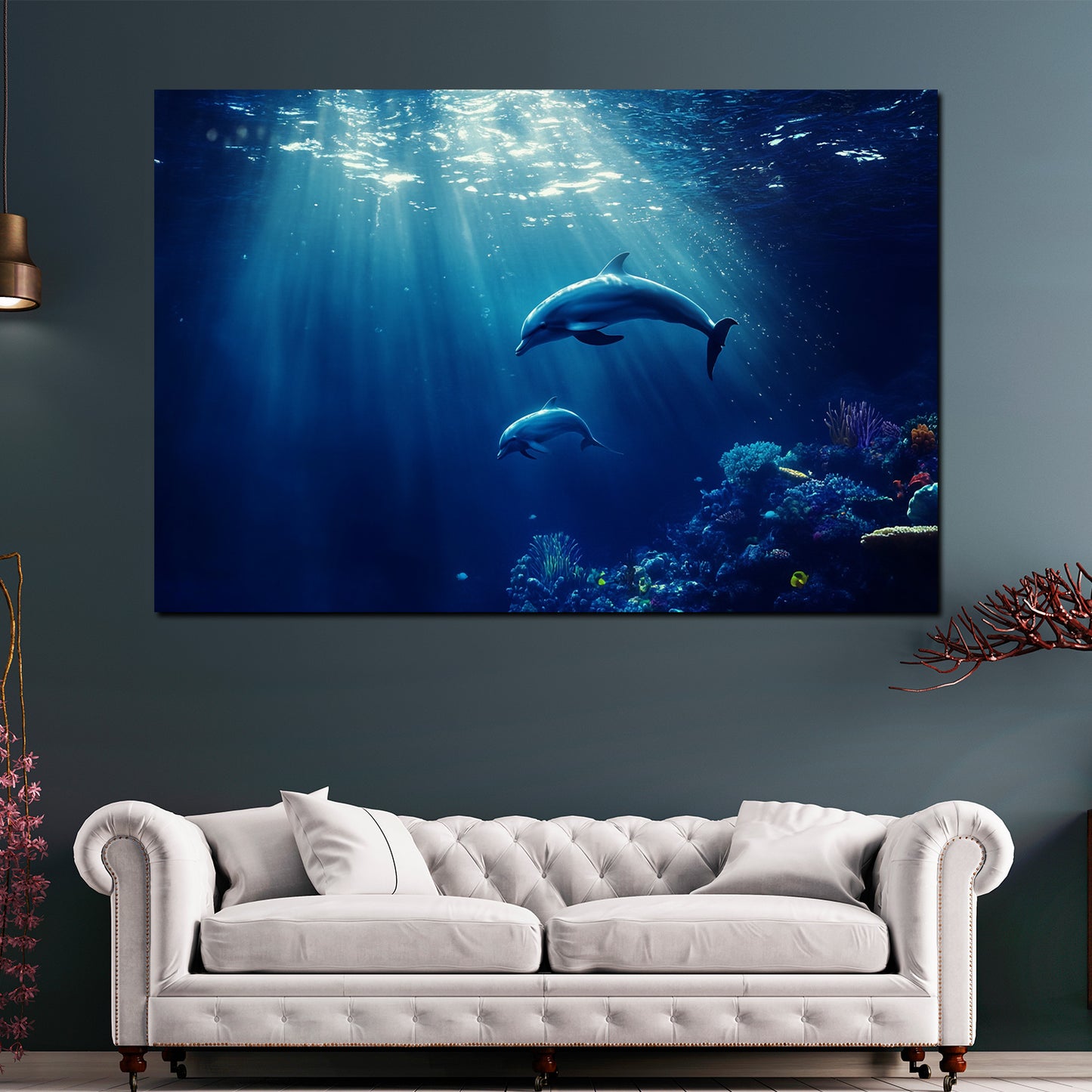 Delfinpaar Unterwasserwelt Meer Wandbild Kunstwerk