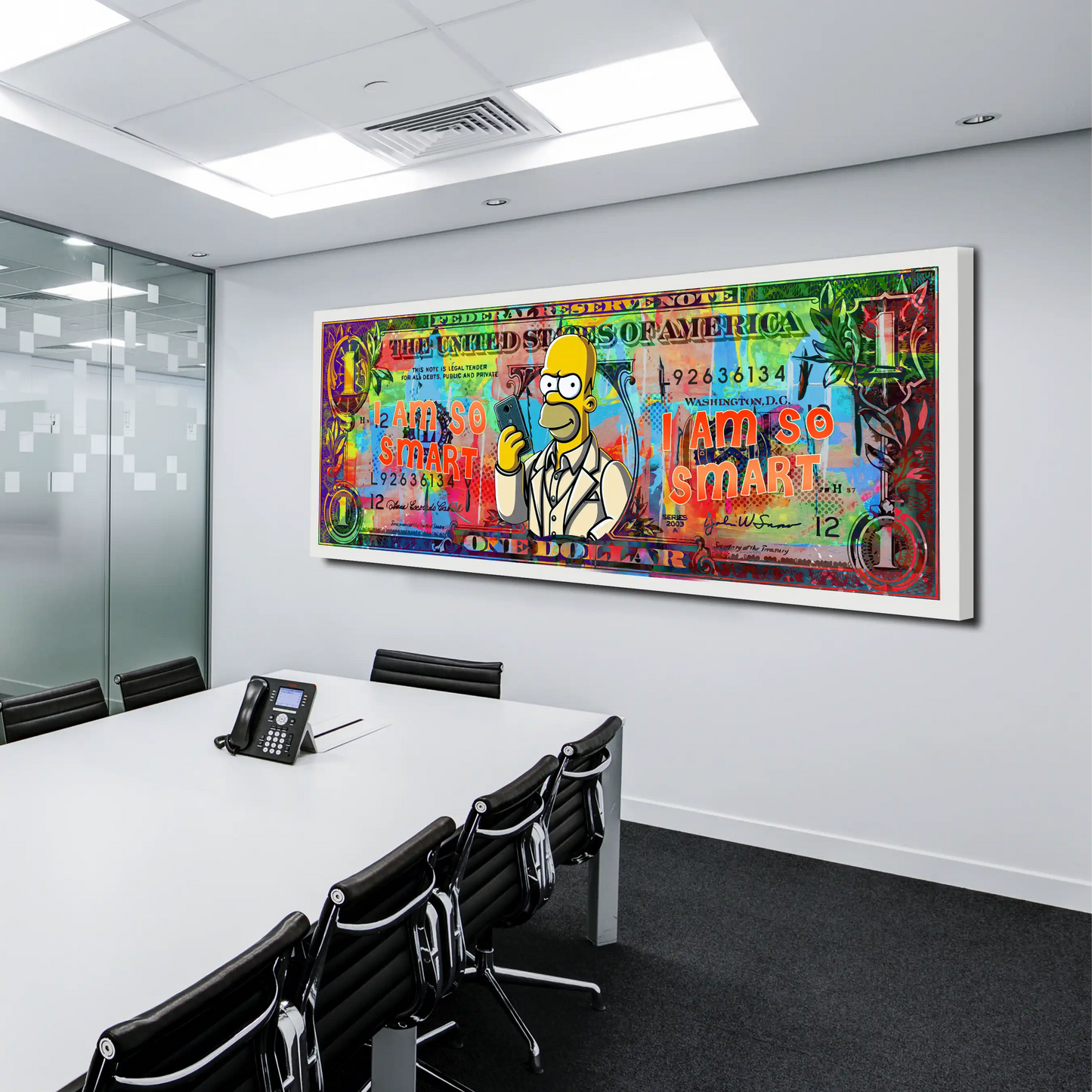 Wandbild Kunstwerk Dollar Homer I am so smart Pop Art