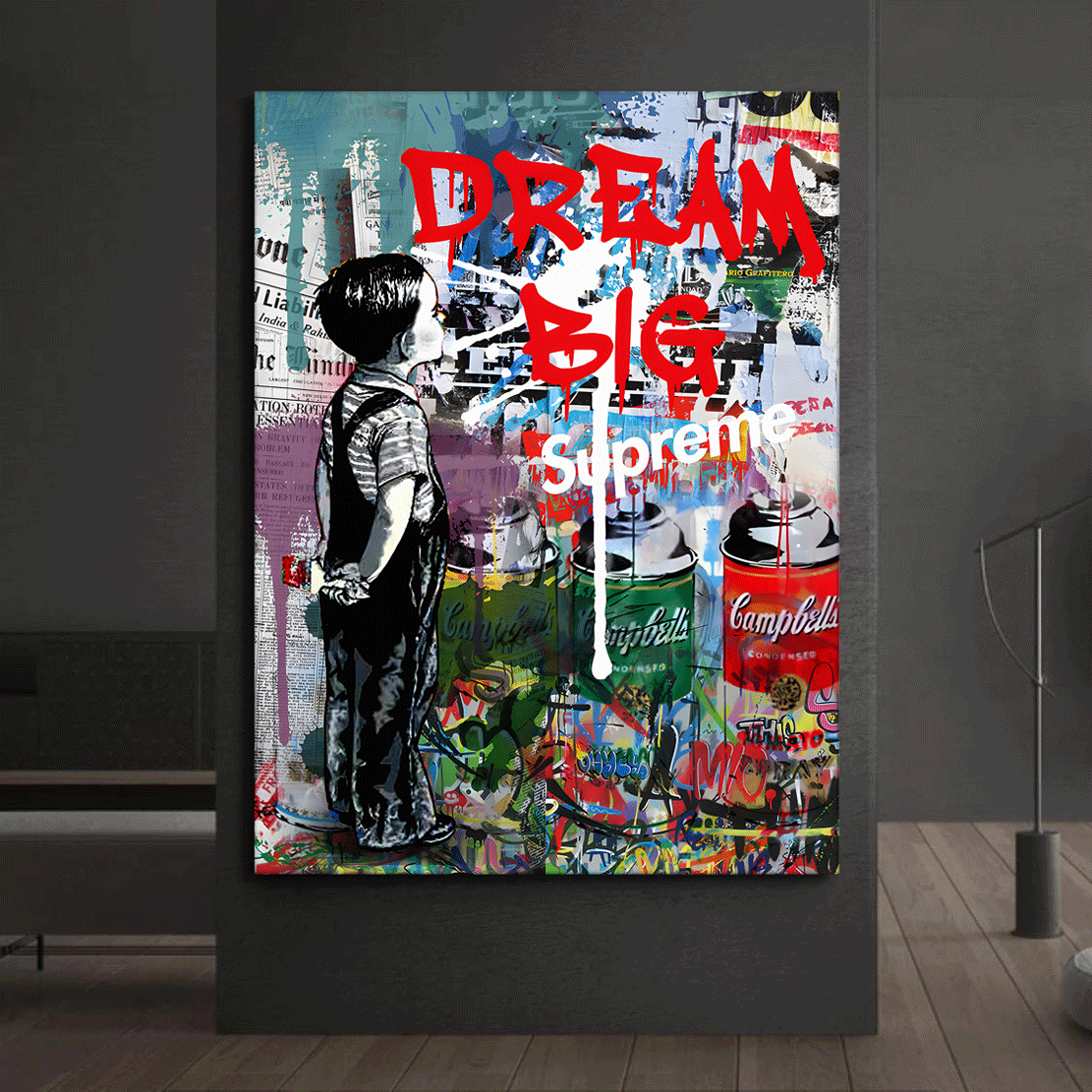 Dream Big Banksy ART, Pop Art Wandbild Kunstwerk