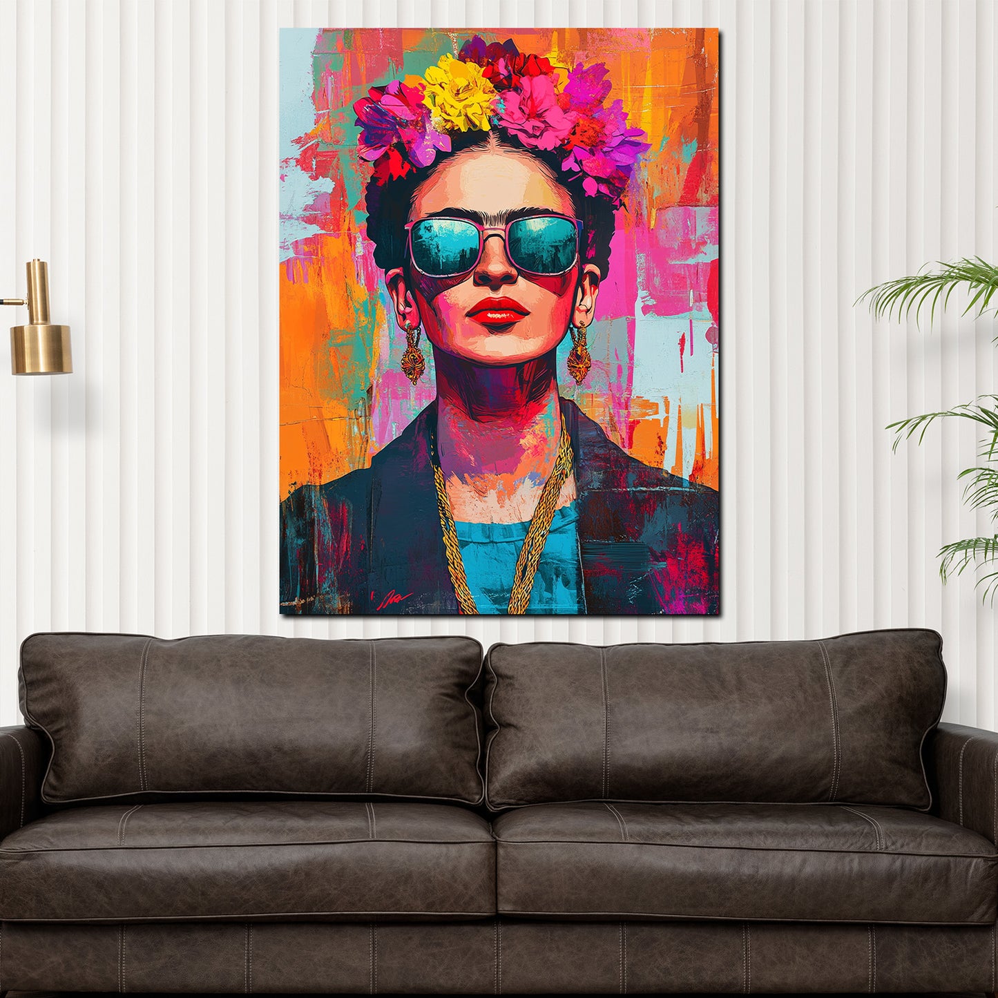 Pop Art Frida Stil farbenfroh und modern Wandbild Kunstwerk