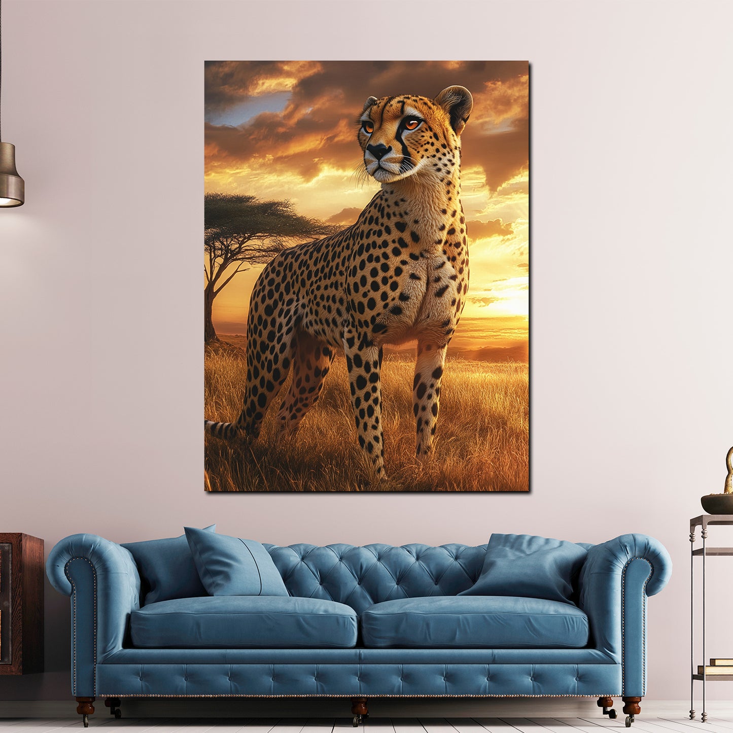 Gepard Anmut Afrika Natur Abendstimmung Wandbild Kunstwerk