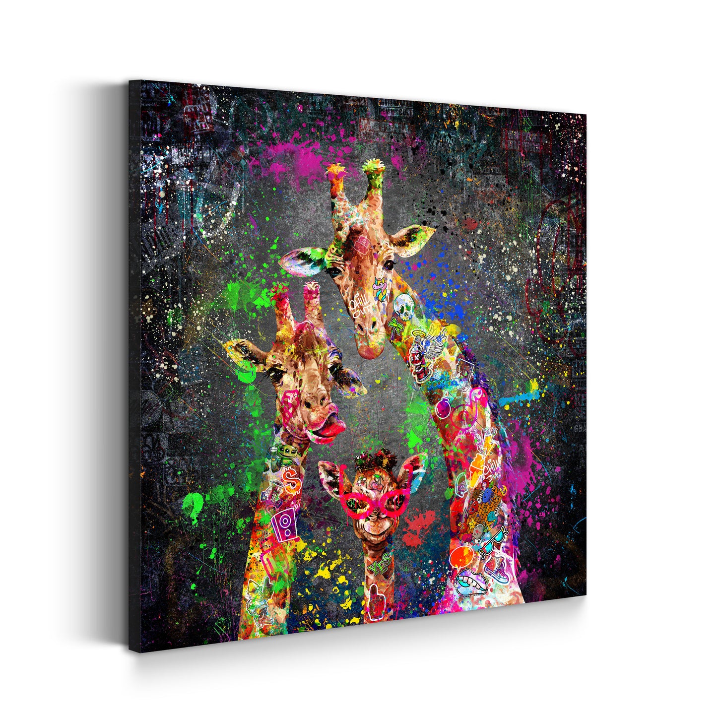 Giraffen Graffiti Street Art Style Wandbild Kunstwerk