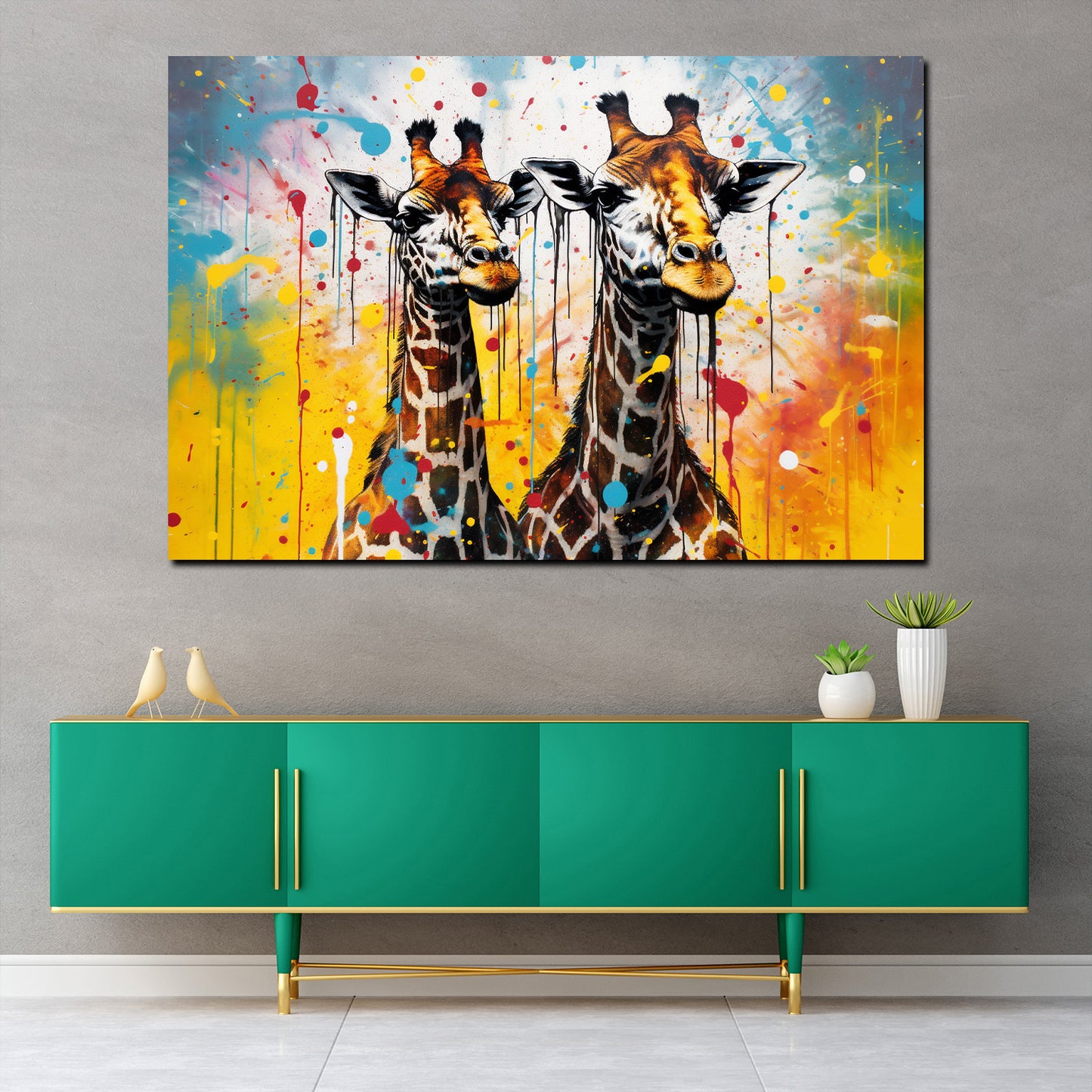 Giraffen abstrakt Pop Art Style Wandbild Kunstwerk