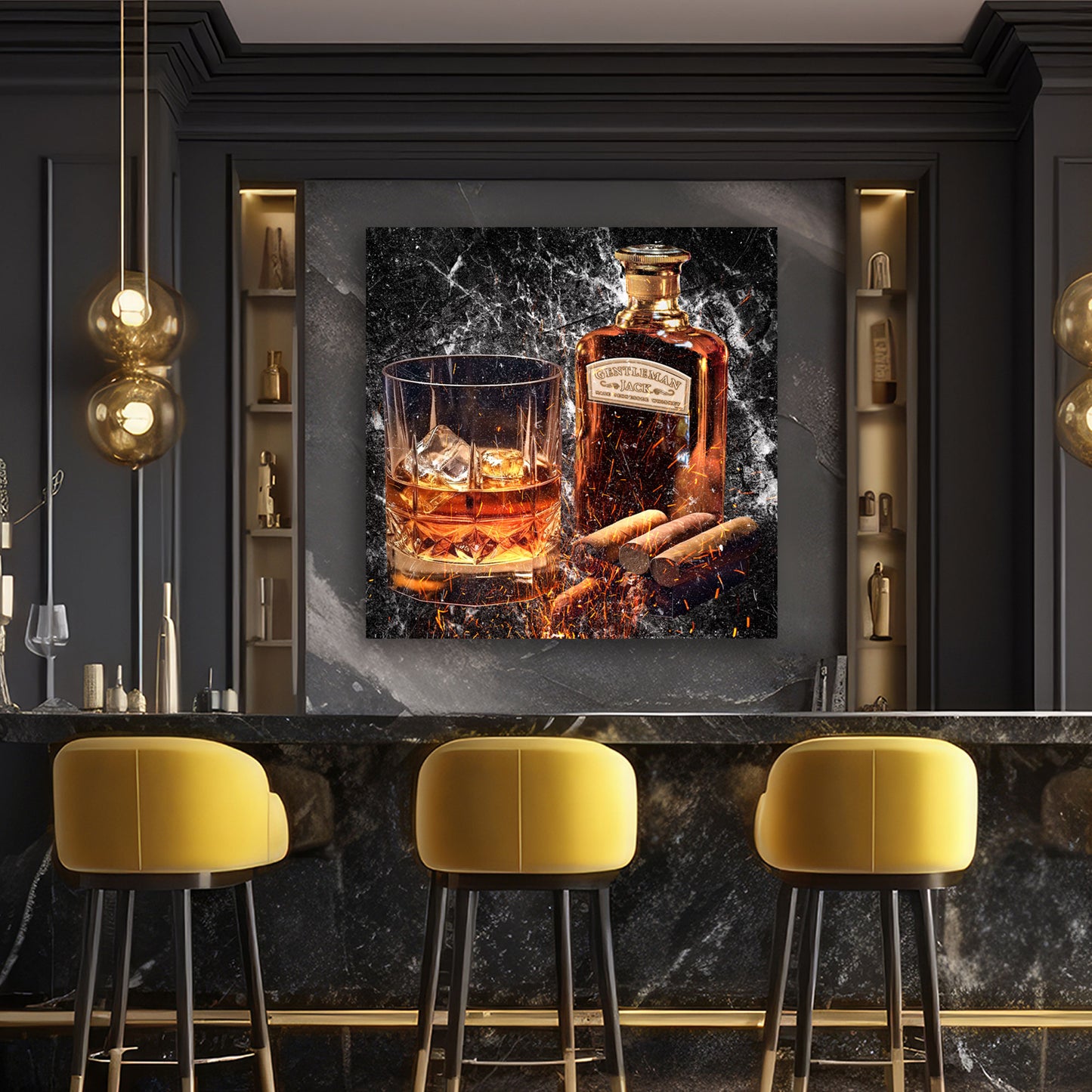 Glas Whiskey Abstract Jack Style Wandbild Kunstwerk