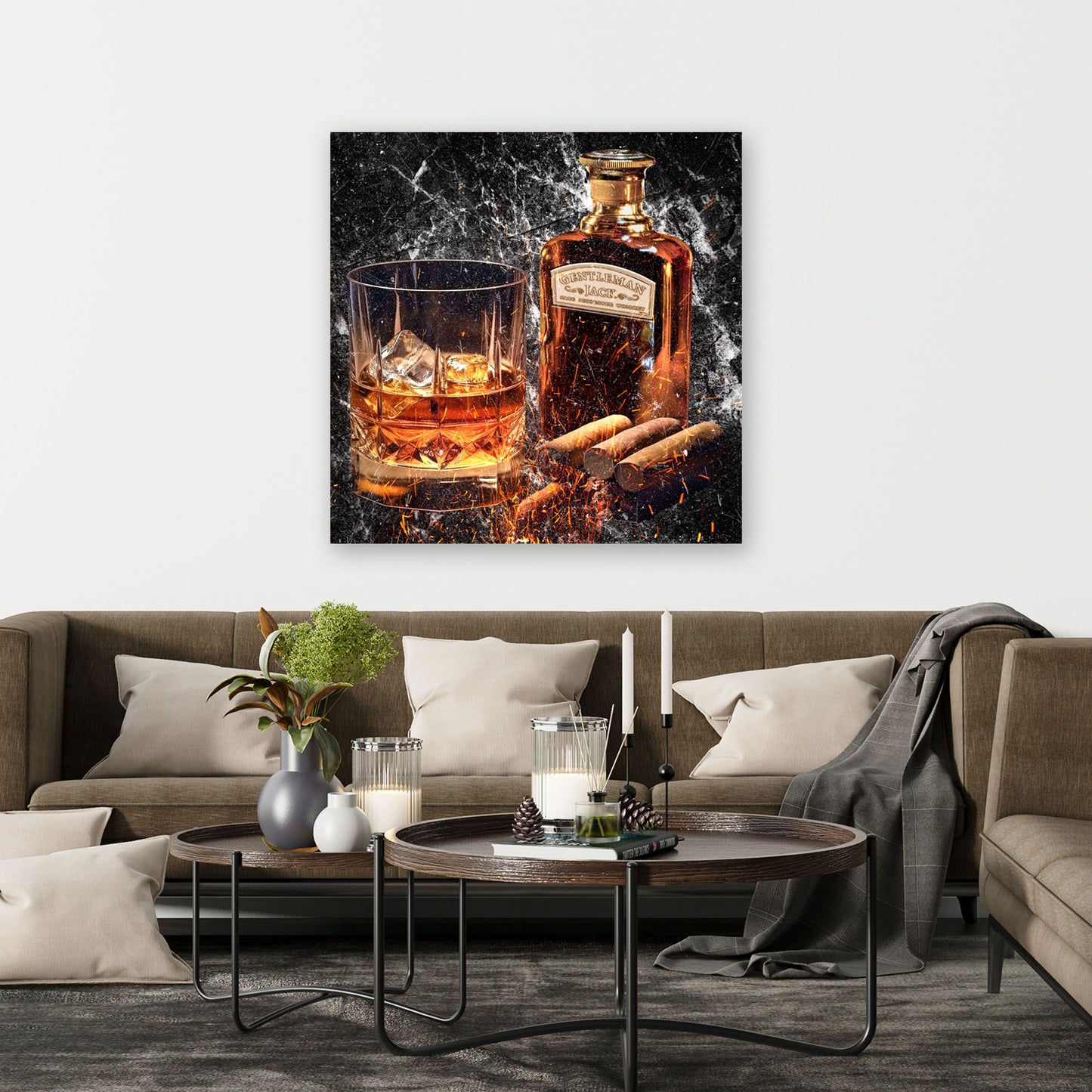 Glas Whiskey Abstract Jack Style Wandbild Kunstwerk