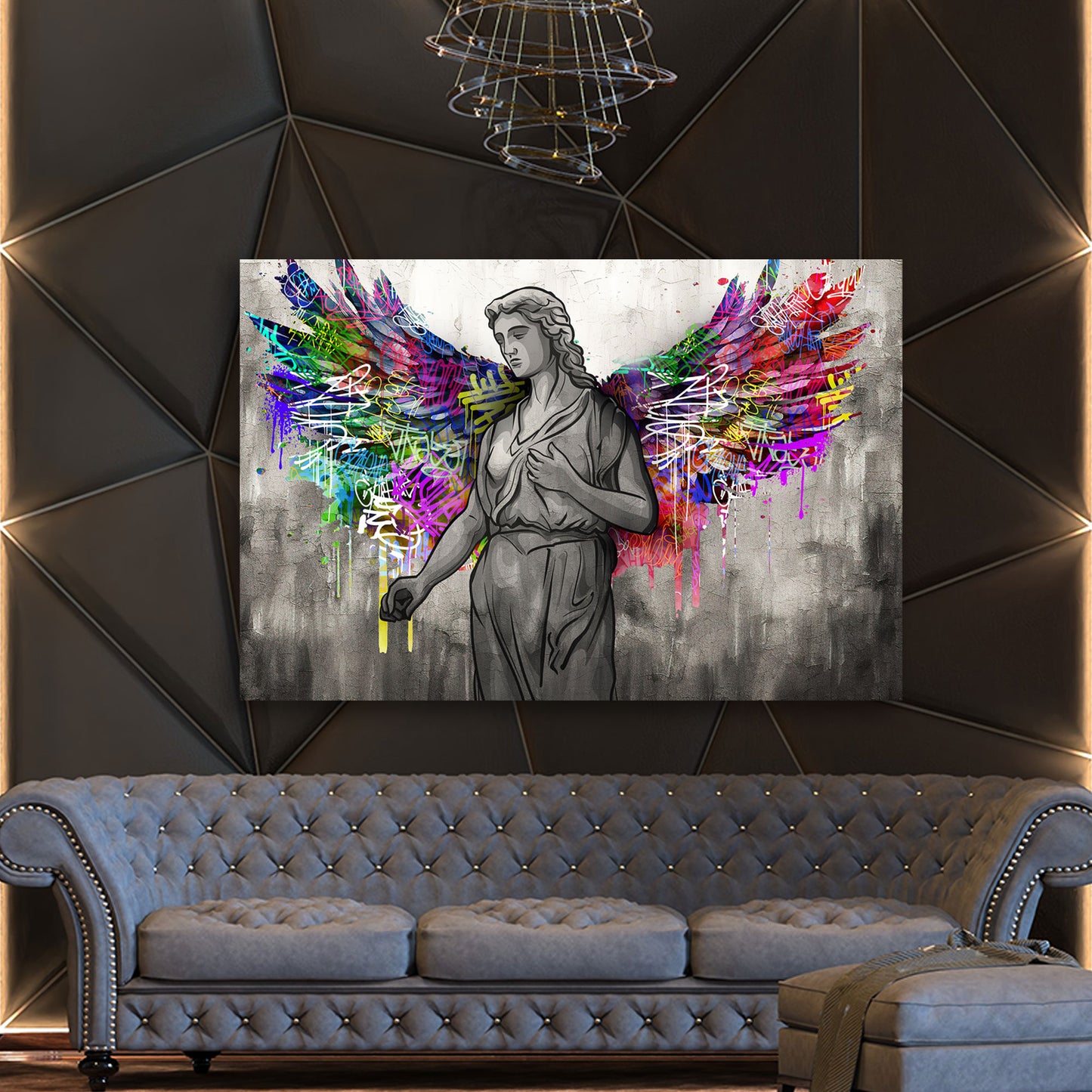 Graffiti Street Art Engel mit Flügeln Wandbild Kunstwerk