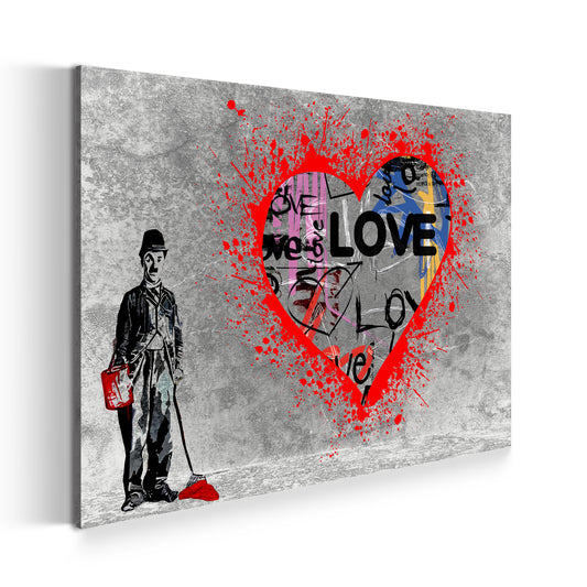 Pop Art Graffiti rotes Herz Charlie Love Wandbild Kunstwerk