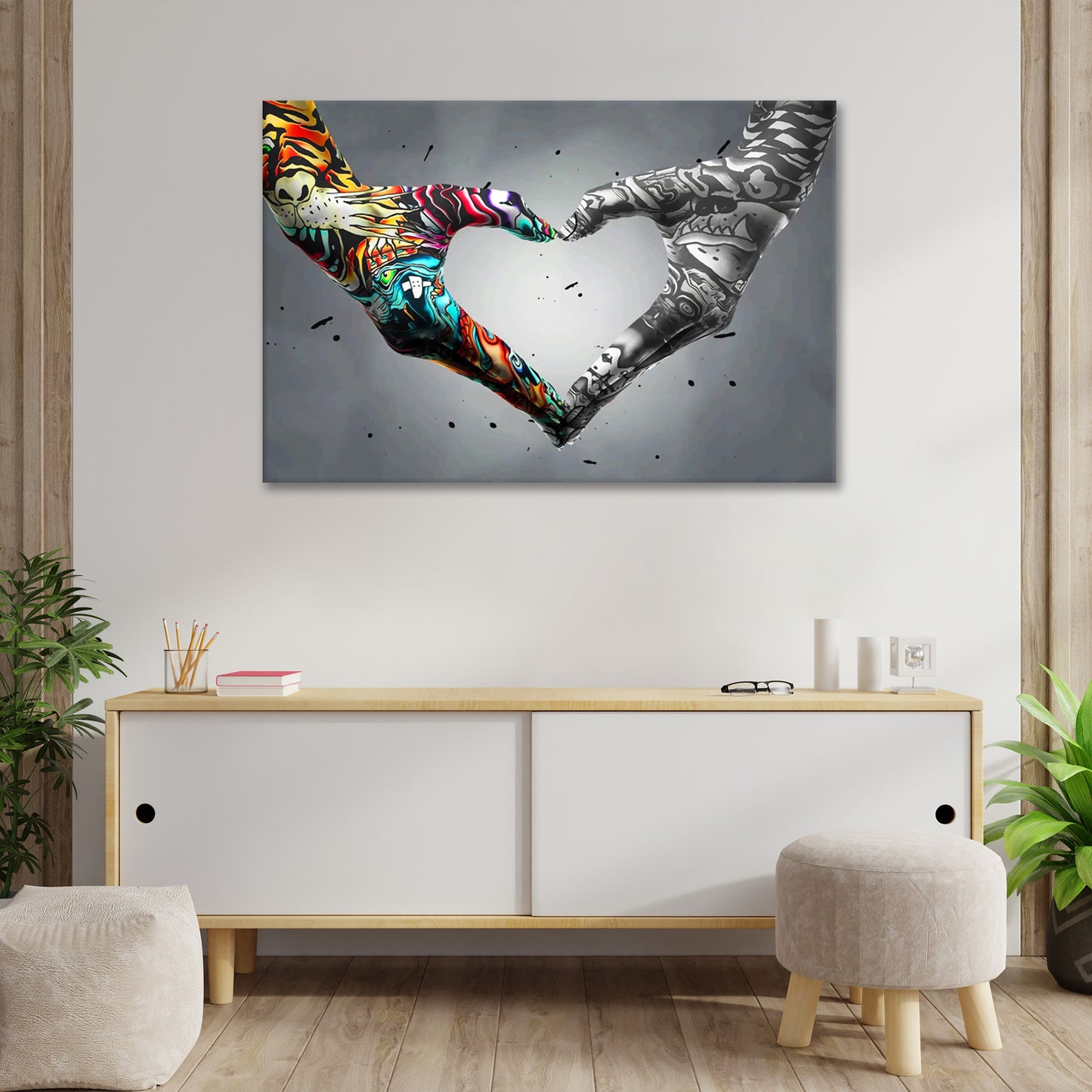 Herz aus Händen Pop Art Wandbild Kunstwerk