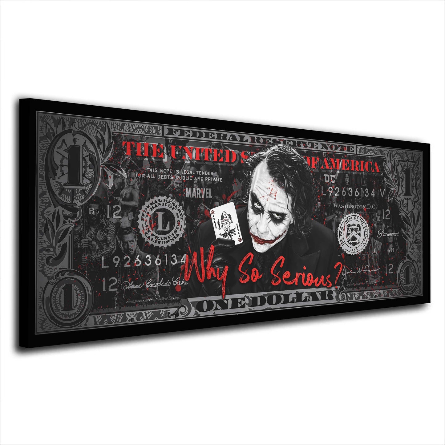 Joker Film Dollar Pop Art, Comic Wandbild Kunstwerk