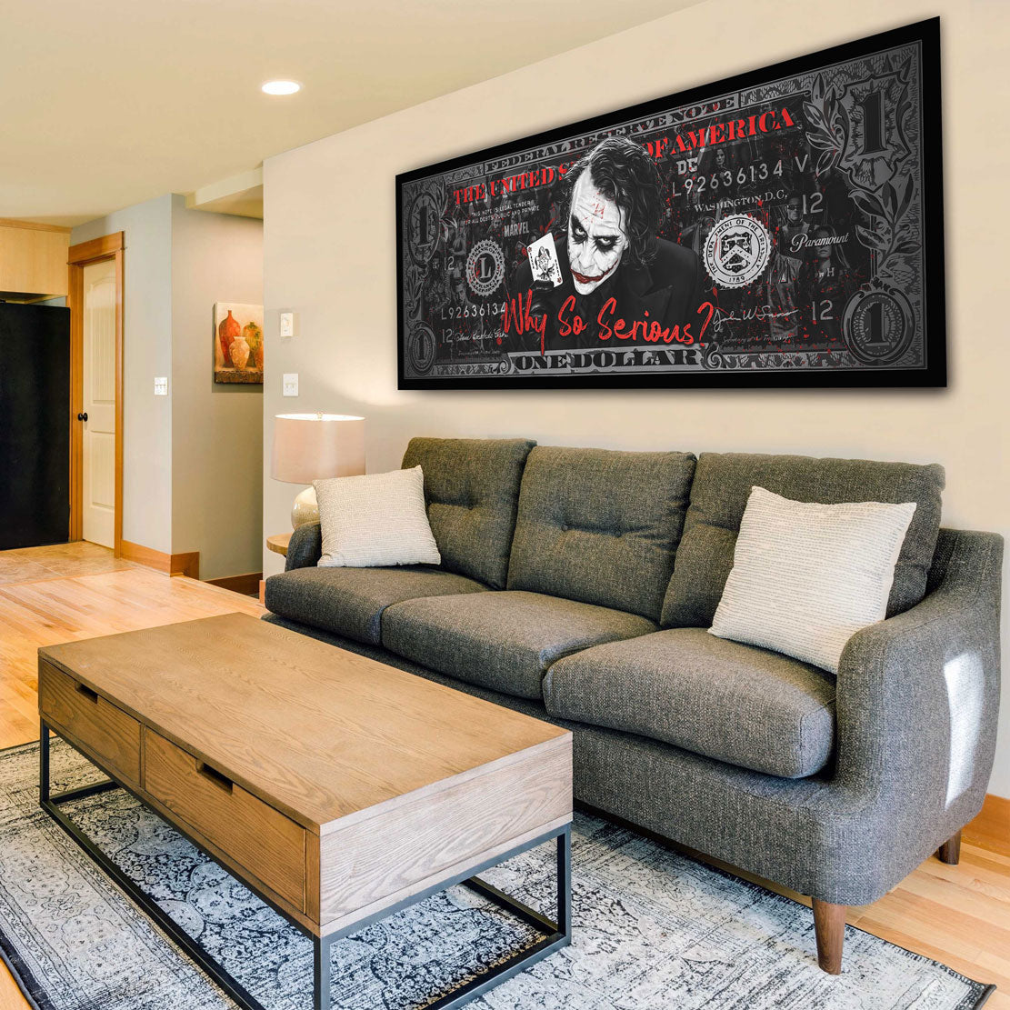 Joker Film Dollar Pop Art, Comic Wandbild Kunstwerk