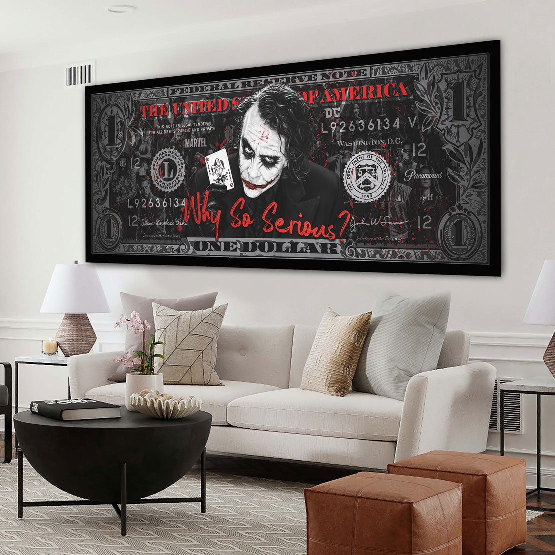 Joker Film Dollar Pop Art, Comic Wandbild Kunstwerk