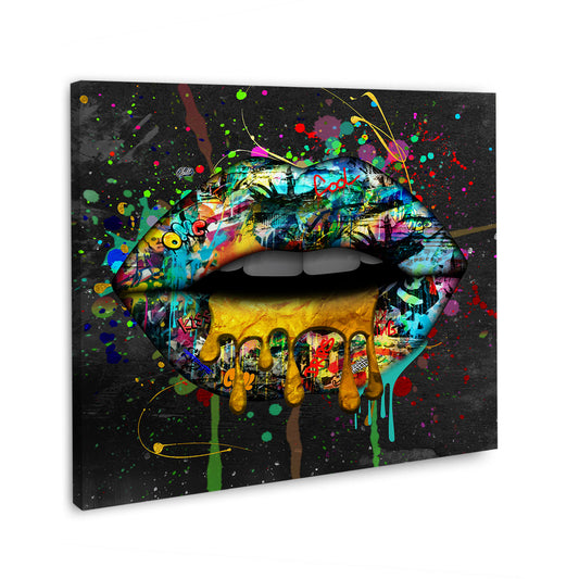 Lippen Graffiti Style Wandbild Kunstwerk