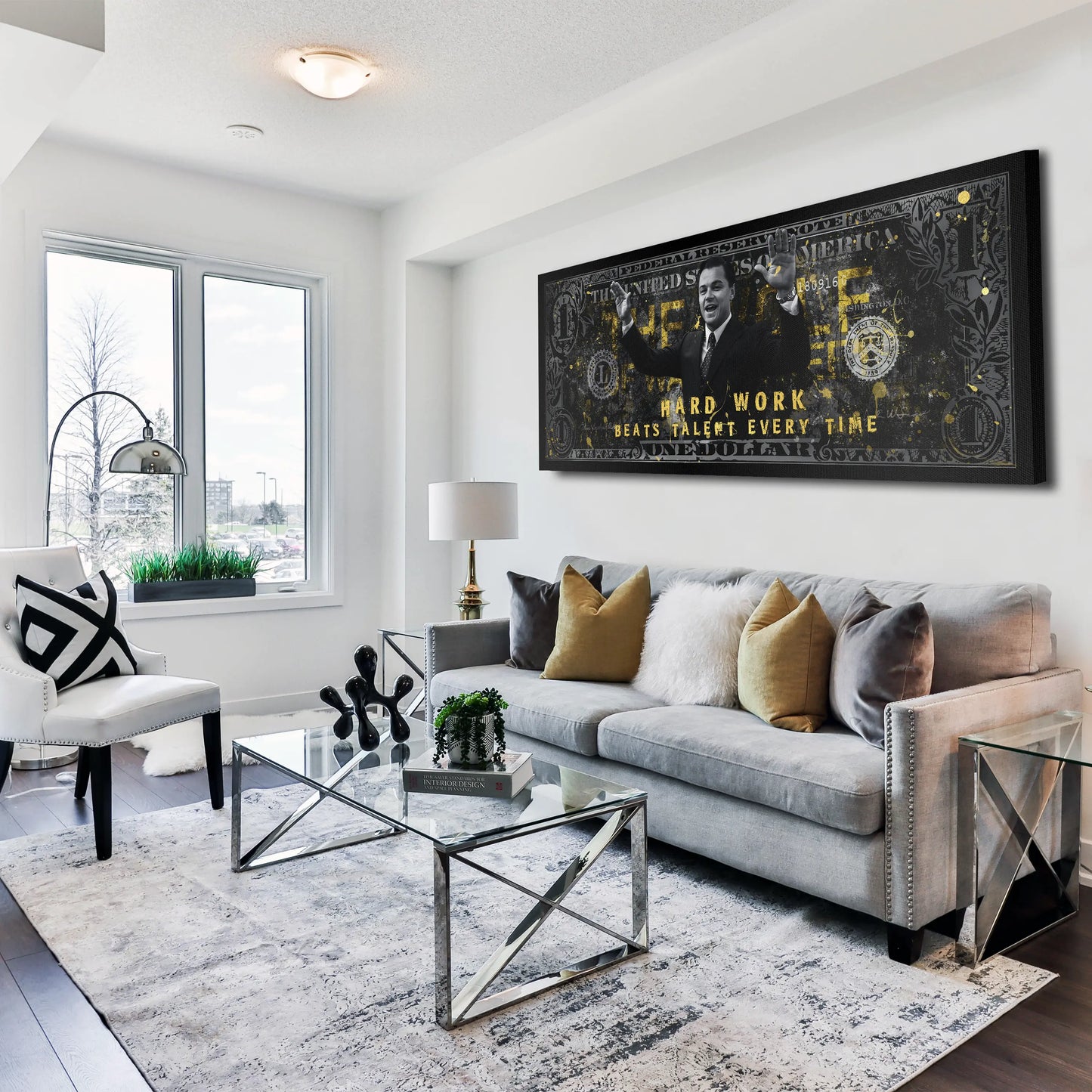 Hard Work Motivation Dollar Wallstreet Wandbild Kunstwerk