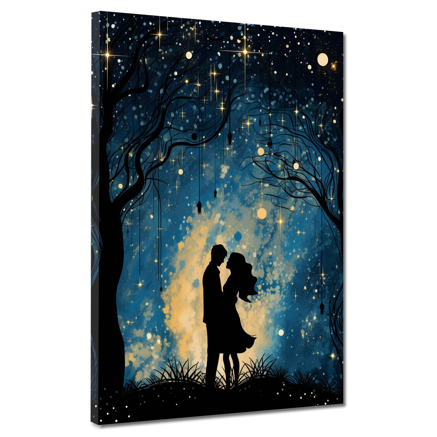 Wandbild Kunstwerk Paar unter Sternenhimmel Romantik
