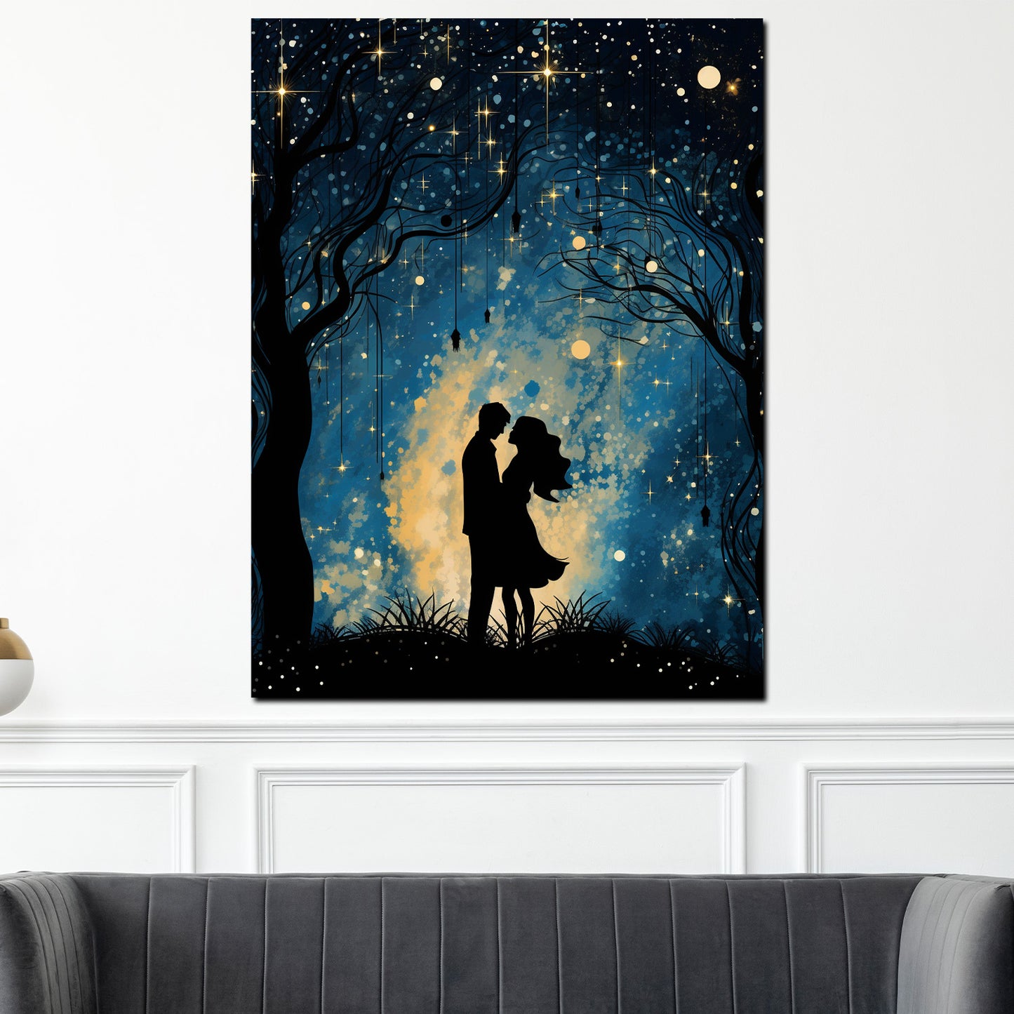 Wandbild Kunstwerk Paar unter Sternenhimmel Romantik