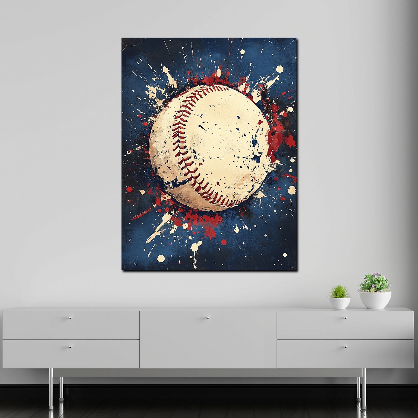 Wandbild Kunstwerk Pop Art Baseballball Retro Stil