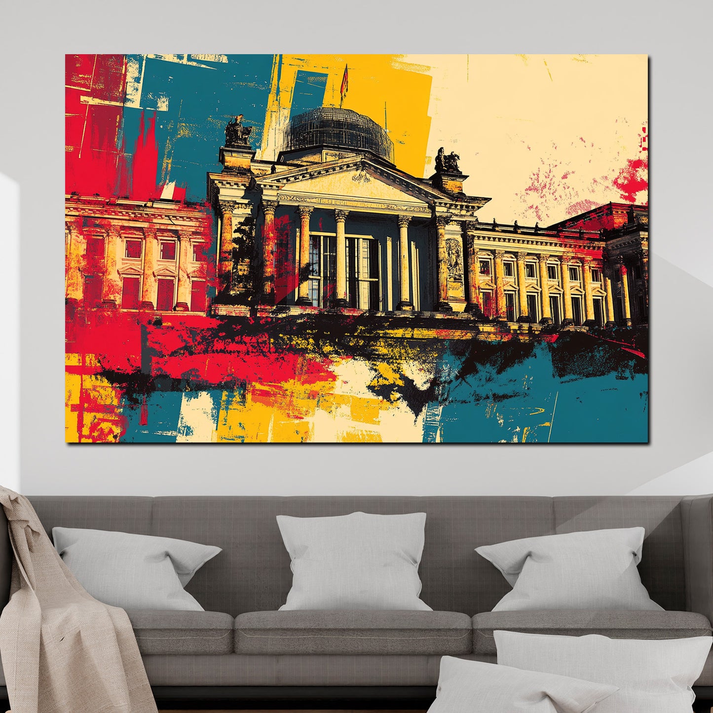 Wandbild Kunstwerk Pop Art Berlin Reichstag Gebäude Farbe
