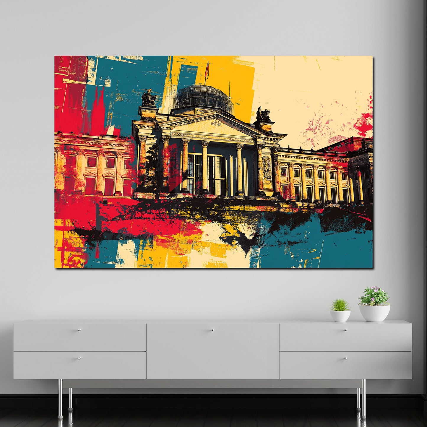 Wandbild Kunstwerk Pop Art Berlin Reichstag Gebäude Farbe
