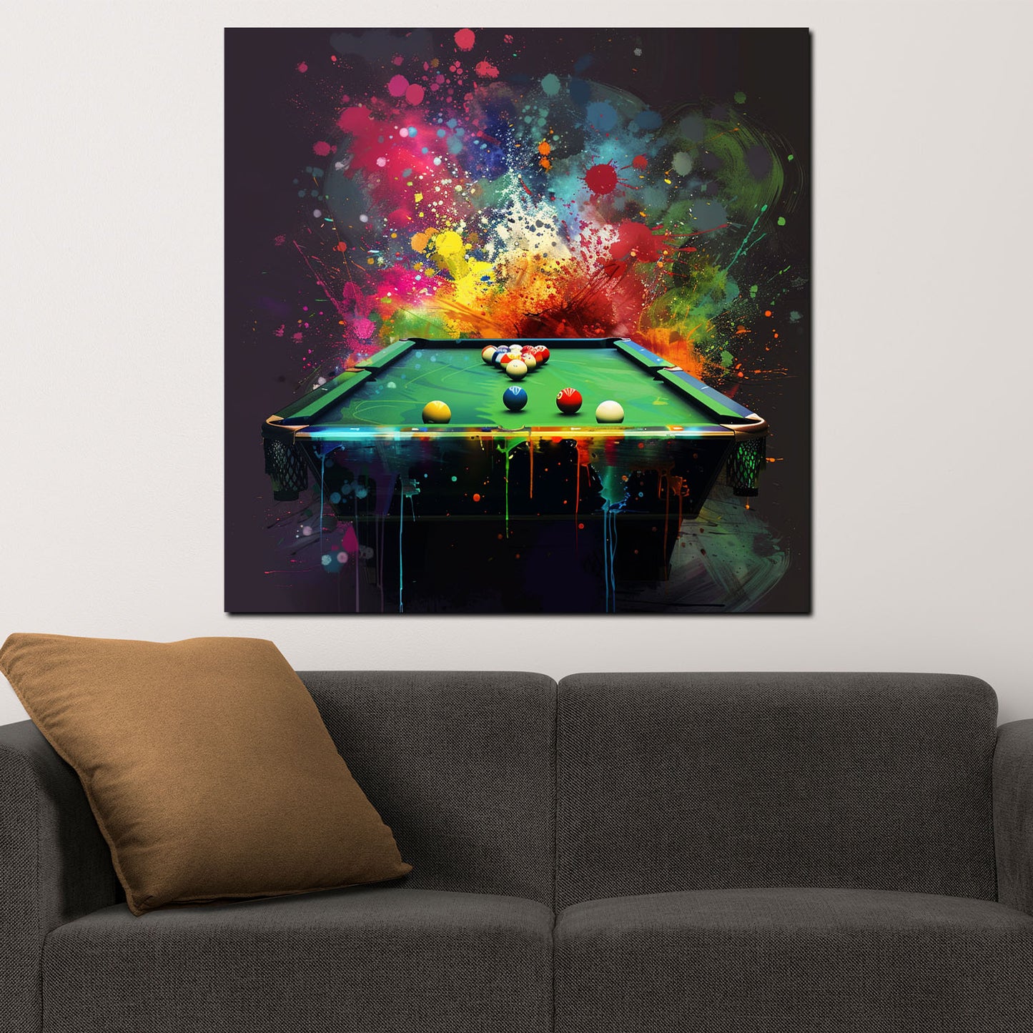 Wandbild Kunstwerk Pop Art Billard in lebendigen Farben