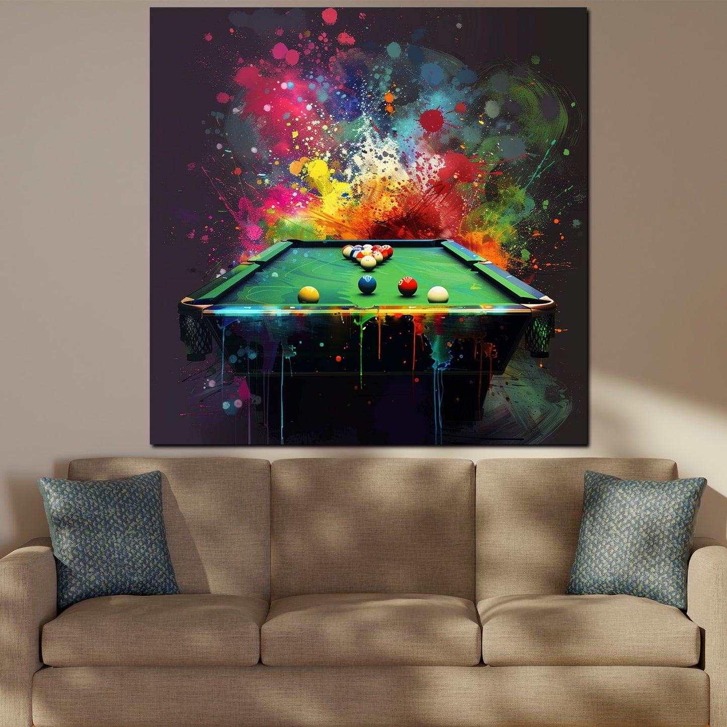 Wandbild Kunstwerk Pop Art Billard in lebendigen Farben