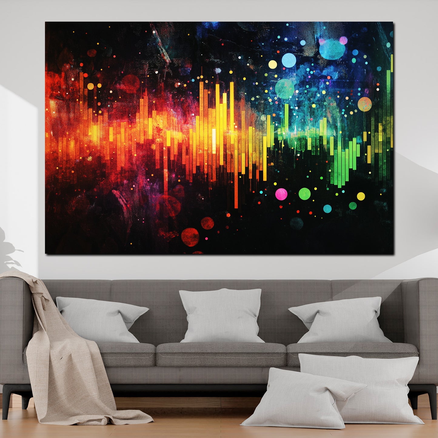 Wandbild Kunstwerk Pop Art Börsenlinien Finanzmarkt bunt
