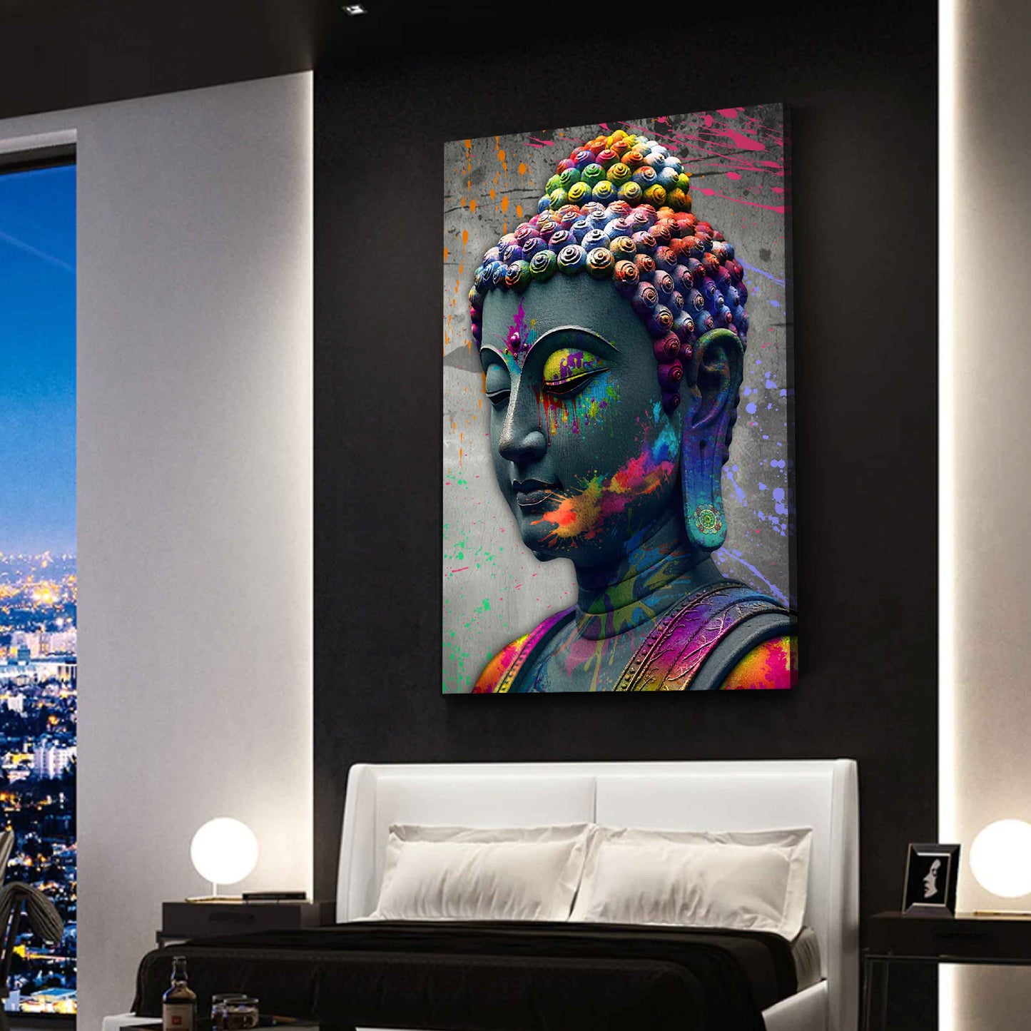 Wandbild Kunstwerk Pop Art Buddha stille Kraft Lebensfreude farbenfroh