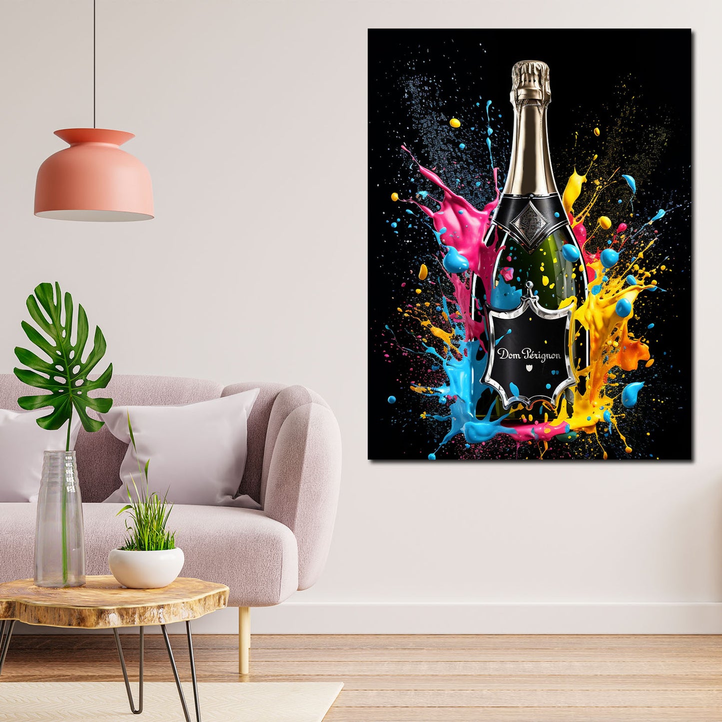 Pop Art Flasche Champagner Wandbild Kunstwerk