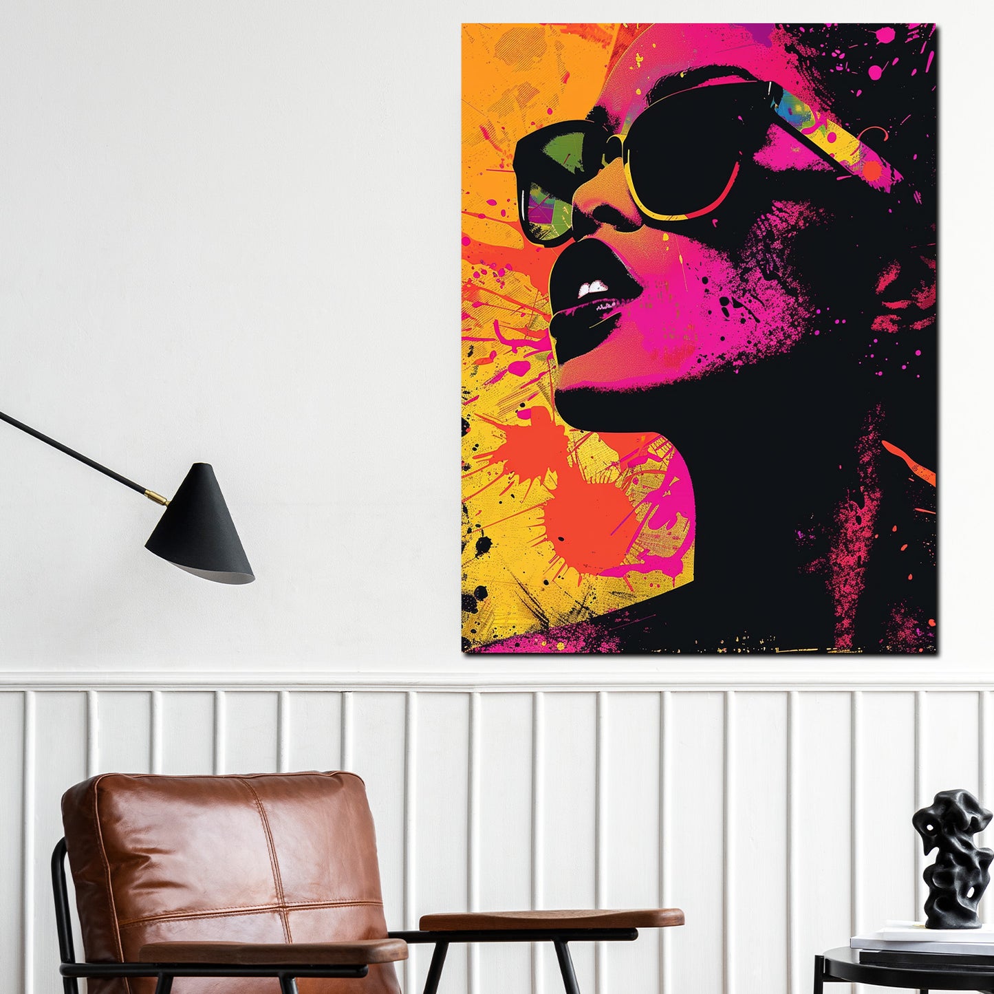 Wandbild Kunstwerk Pop Art Frau Gesicht Farben Stil Ausdruck modern