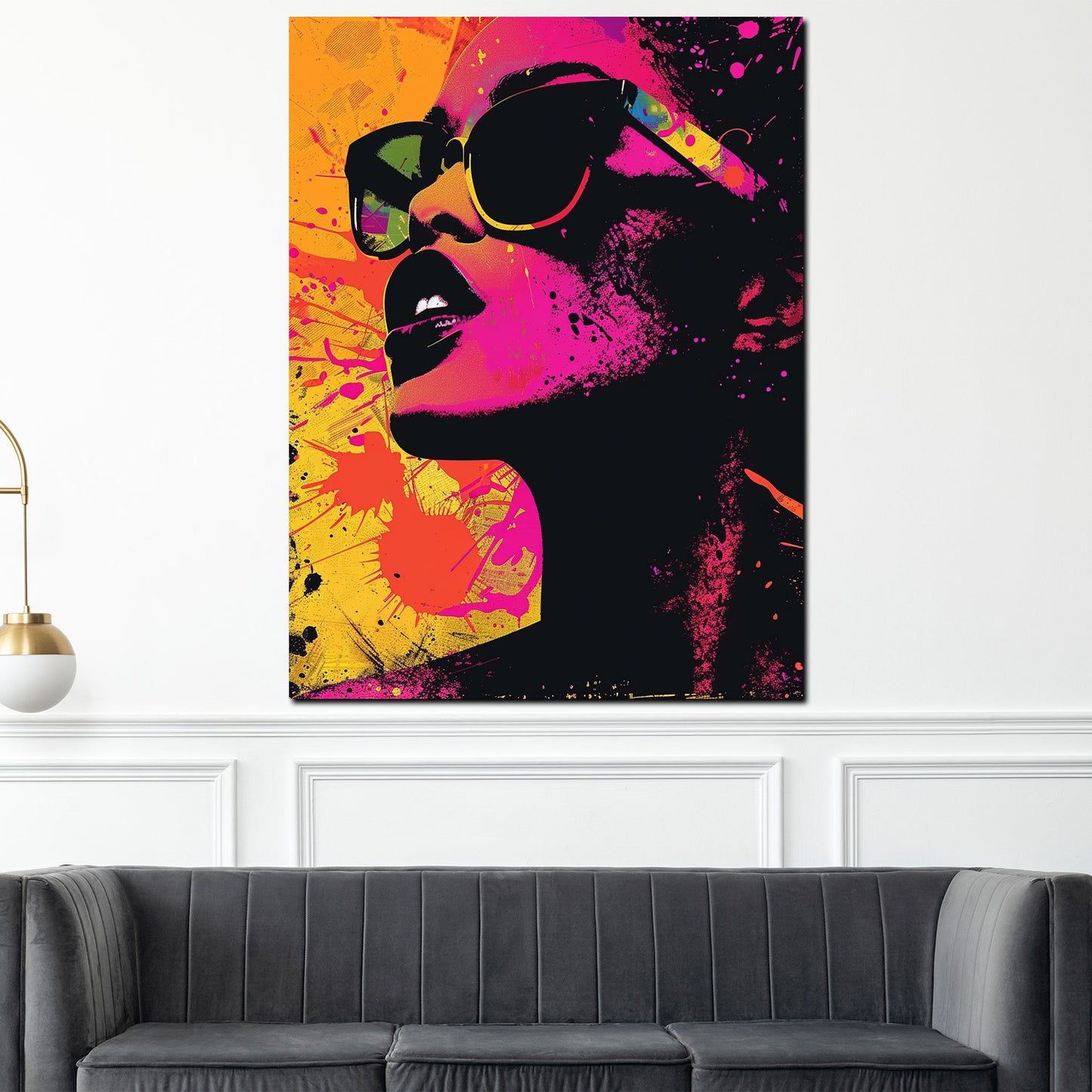 Wandbild Kunstwerk Pop Art Frau Gesicht Farben Stil Ausdruck modern