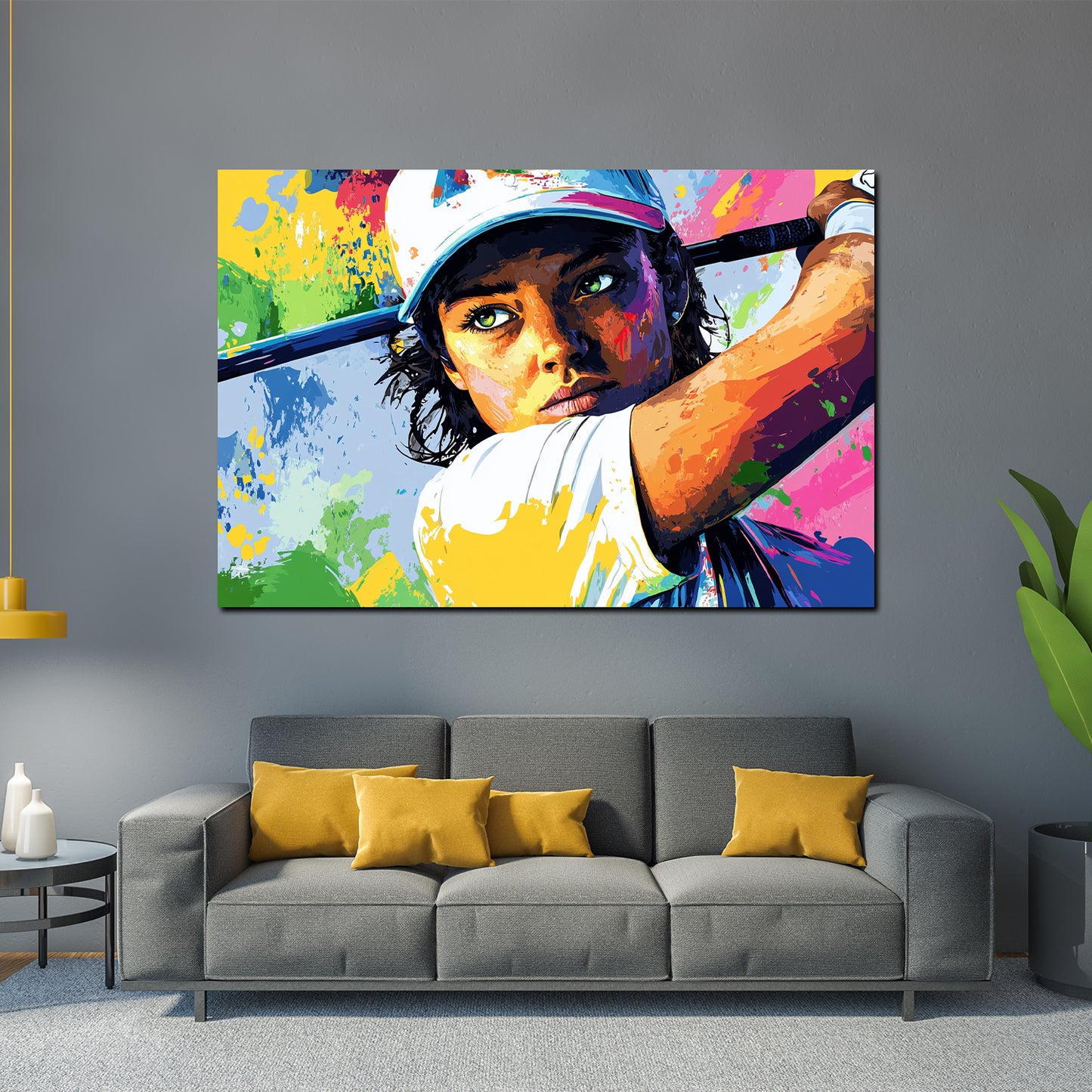 Wandbild Kunstwerk Pop Art Frau Golf modern