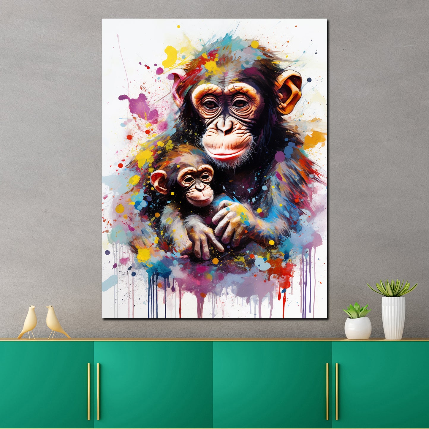 Wandbild Kunstwerk Pop Art Affe Schimpanse