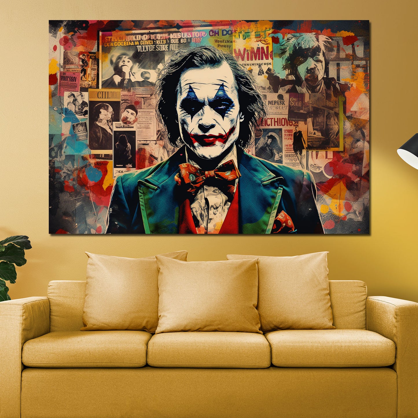 Pop Art Joker Newspaper Style Wandbild Kunstwerk