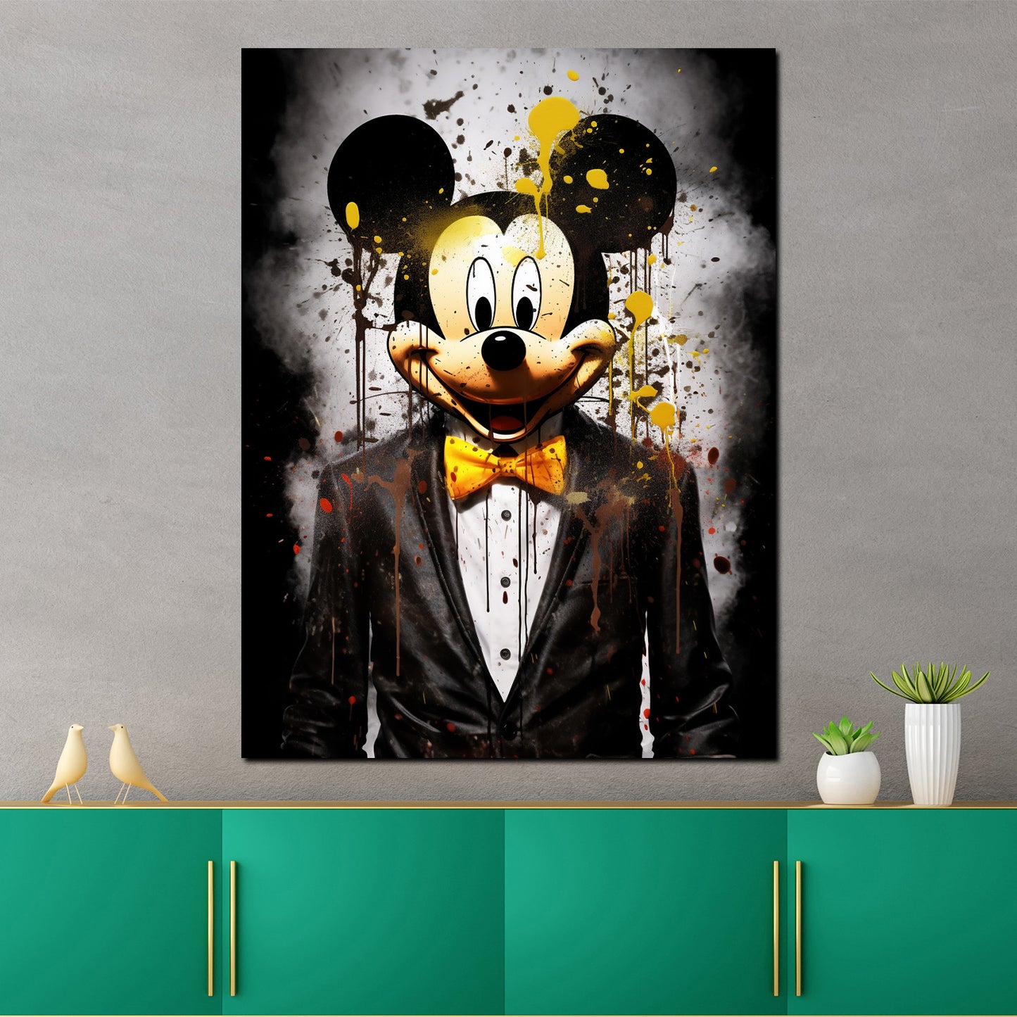 Wandbild Kunstwerk Pop Art Maus im Anzug Comic