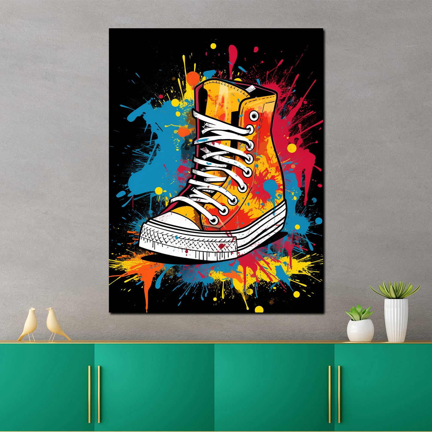 Wandbild Kunstwerk Pop Art Schuhe Colour Splash
