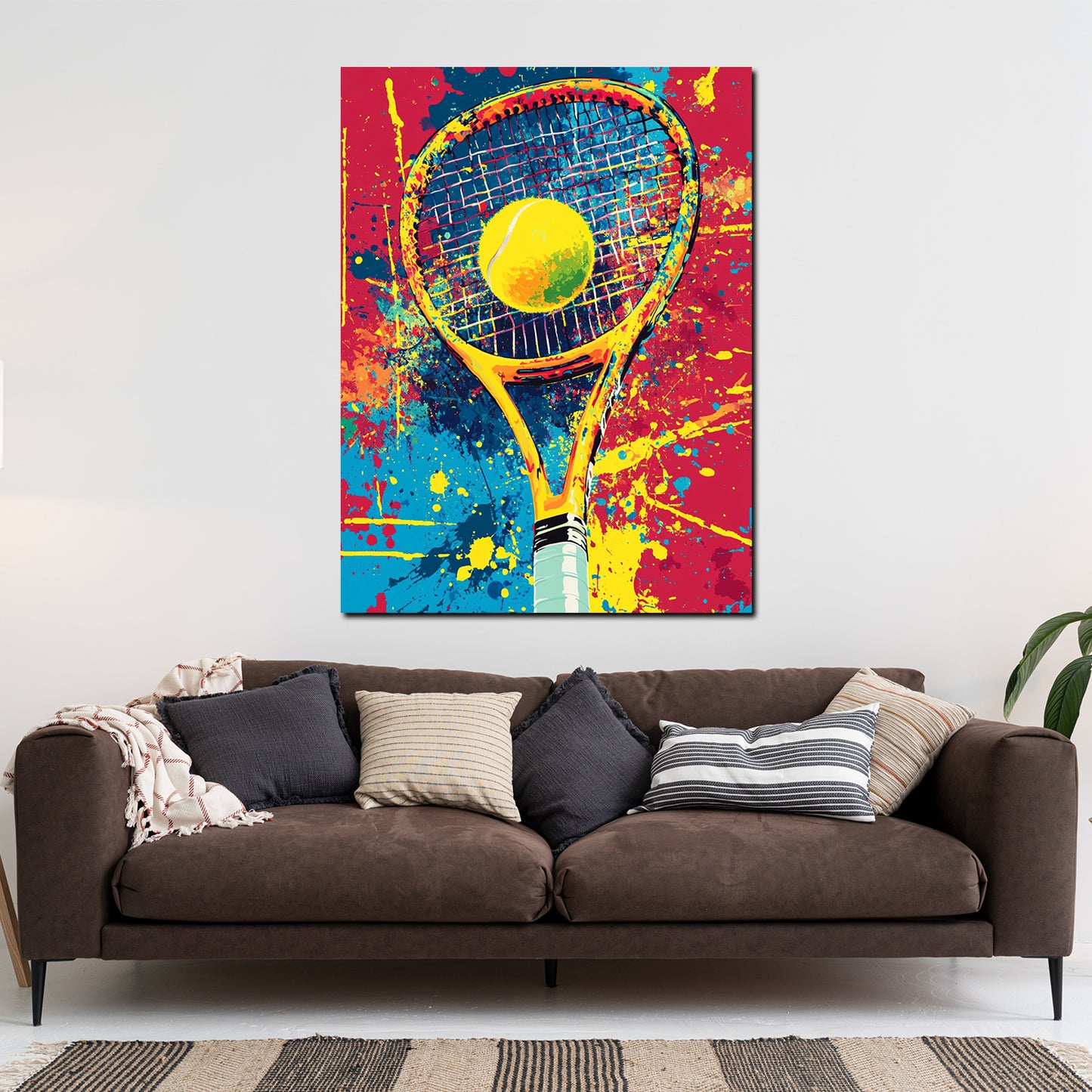 Wandbild Kunstwerk Pop Art Tennis bunt Schläger mit Ball sportlich