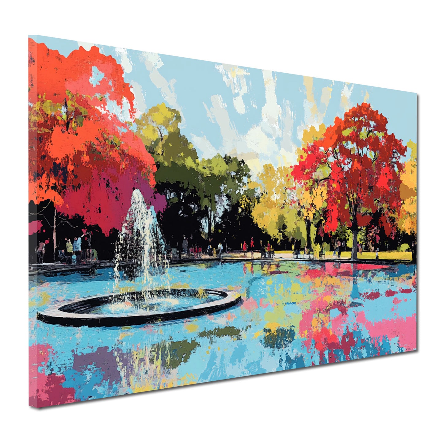 Wandbild Kunstwerk Abstract Art Wasser Brunnen Natur Menschen Farbenspiel Landschaft