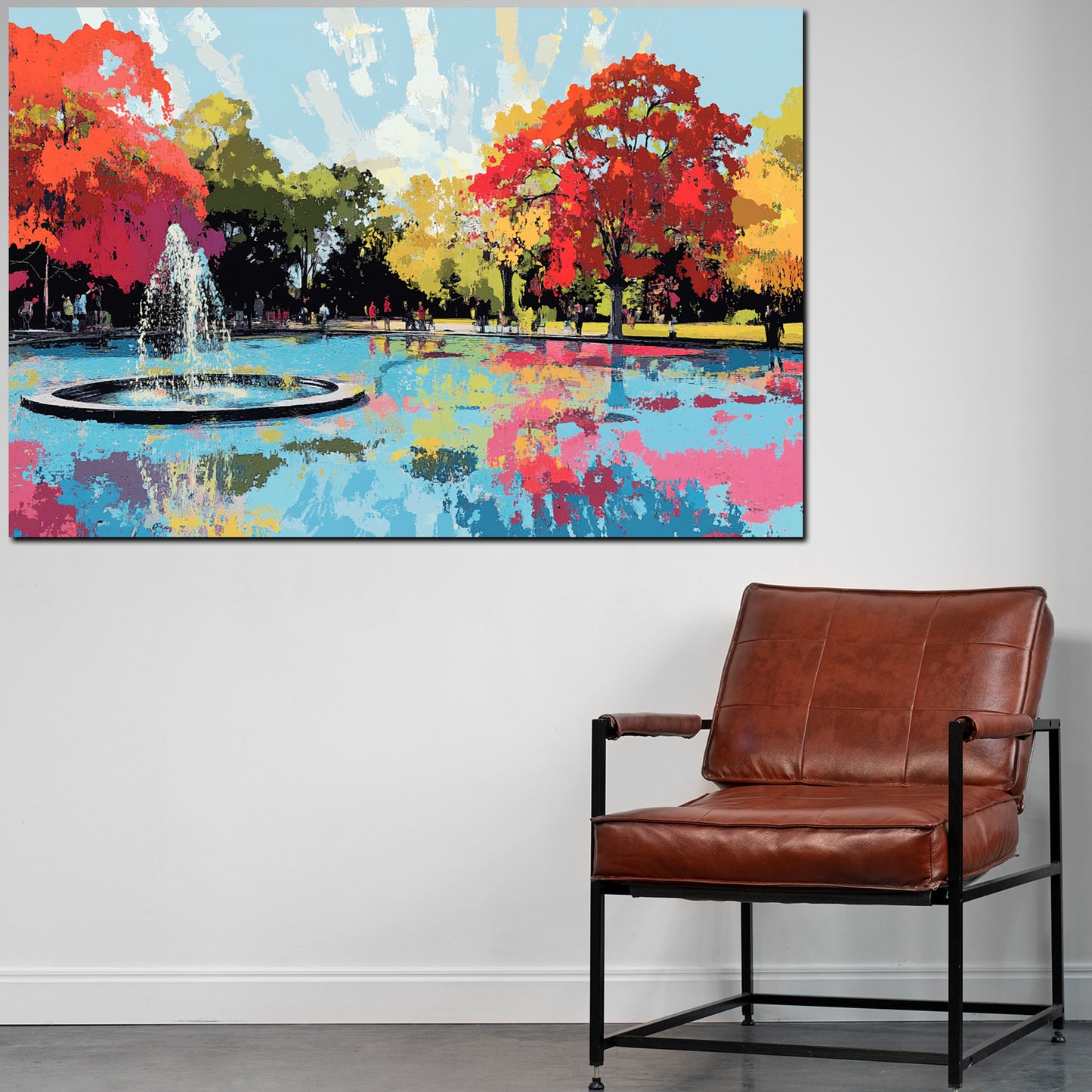 Wandbild Kunstwerk Abstract Art Wasser Brunnen Natur Menschen Farbenspiel Landschaft